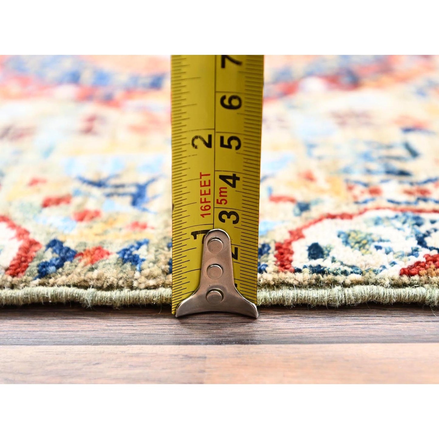 2'5"X10'3" White Mamluk Design Soft Wool Hand Knotted Runner Oriental Rug