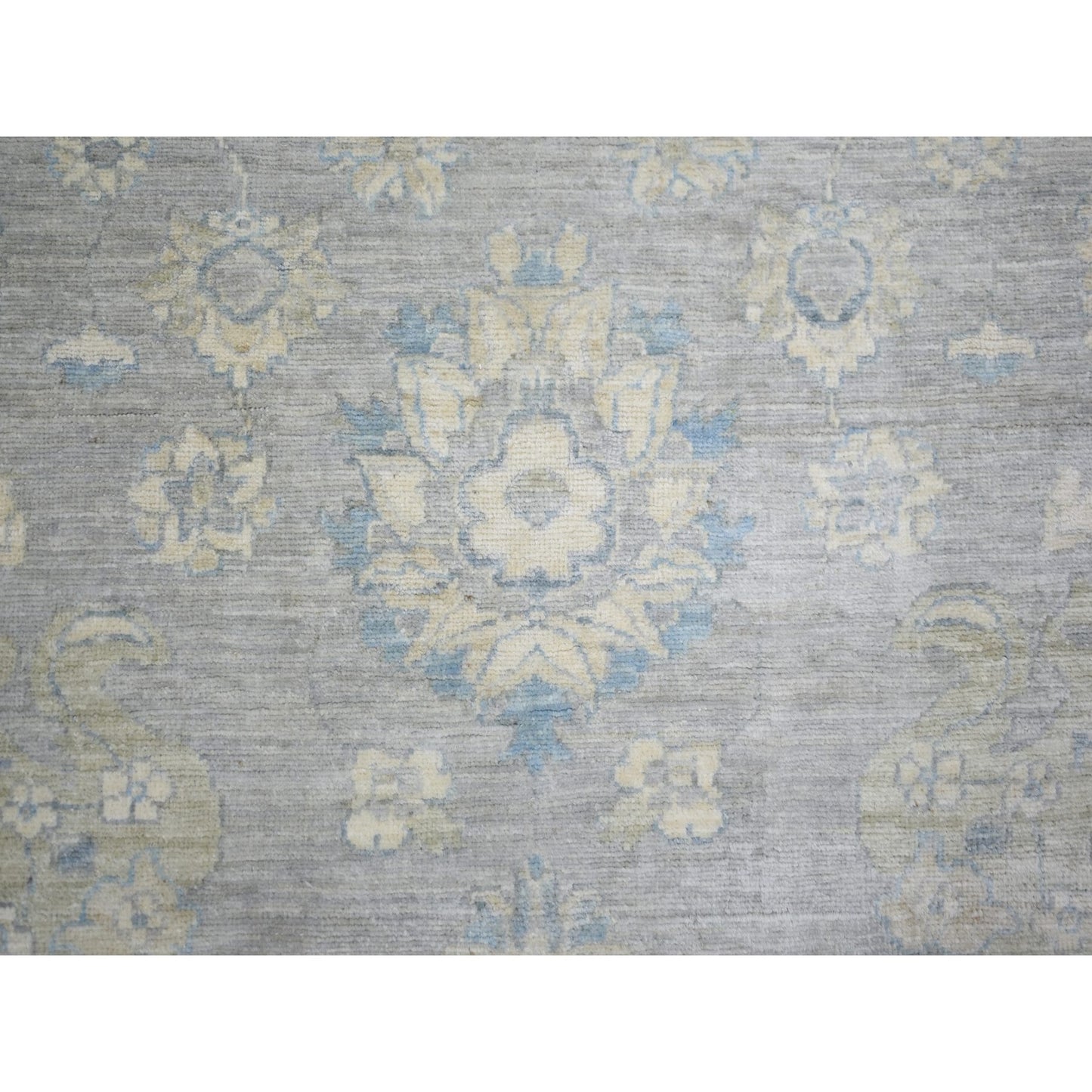 8'X10' Cloud Gray Wool Hand Knotted Finer Peshawar Rug