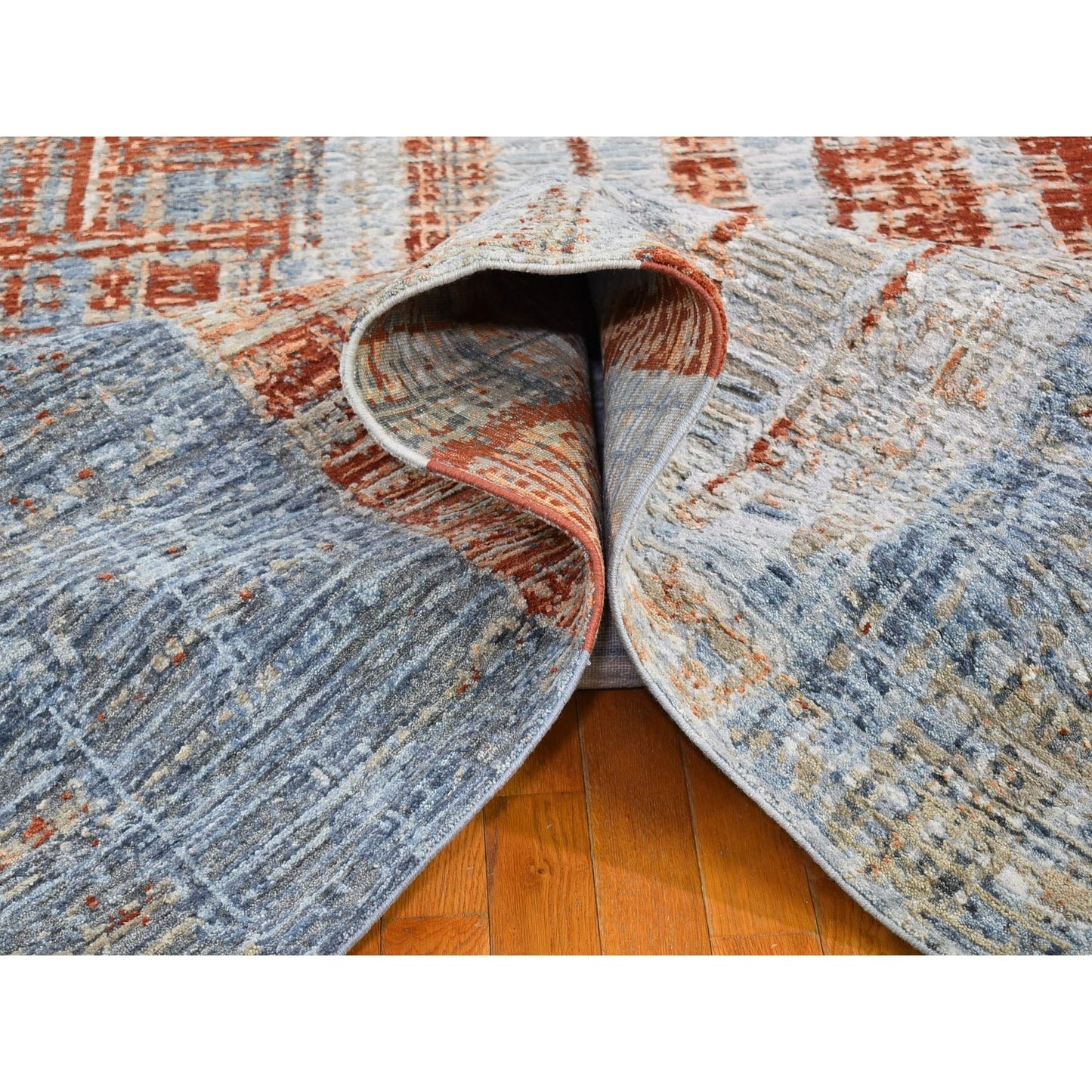 9'X12'2" Hi-Low Pile Abstract Design Denser Weave Wool&Silk Hand Made Rug