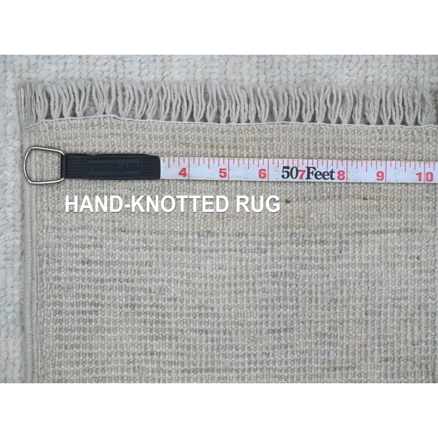2'7"X7'9" White Afghan Angora Oushak Hand Knotted 100% Wool Runner Rug