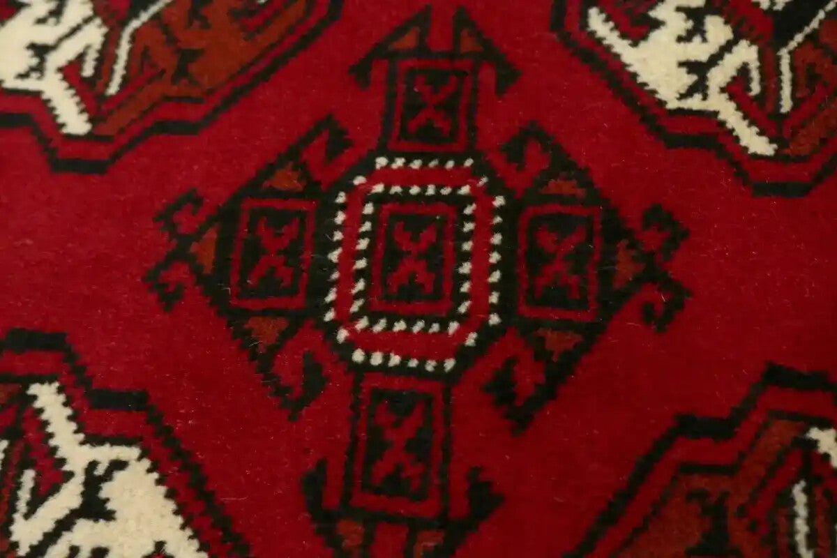 Handmade Wool Oriental Rug Red Tribal Geometric