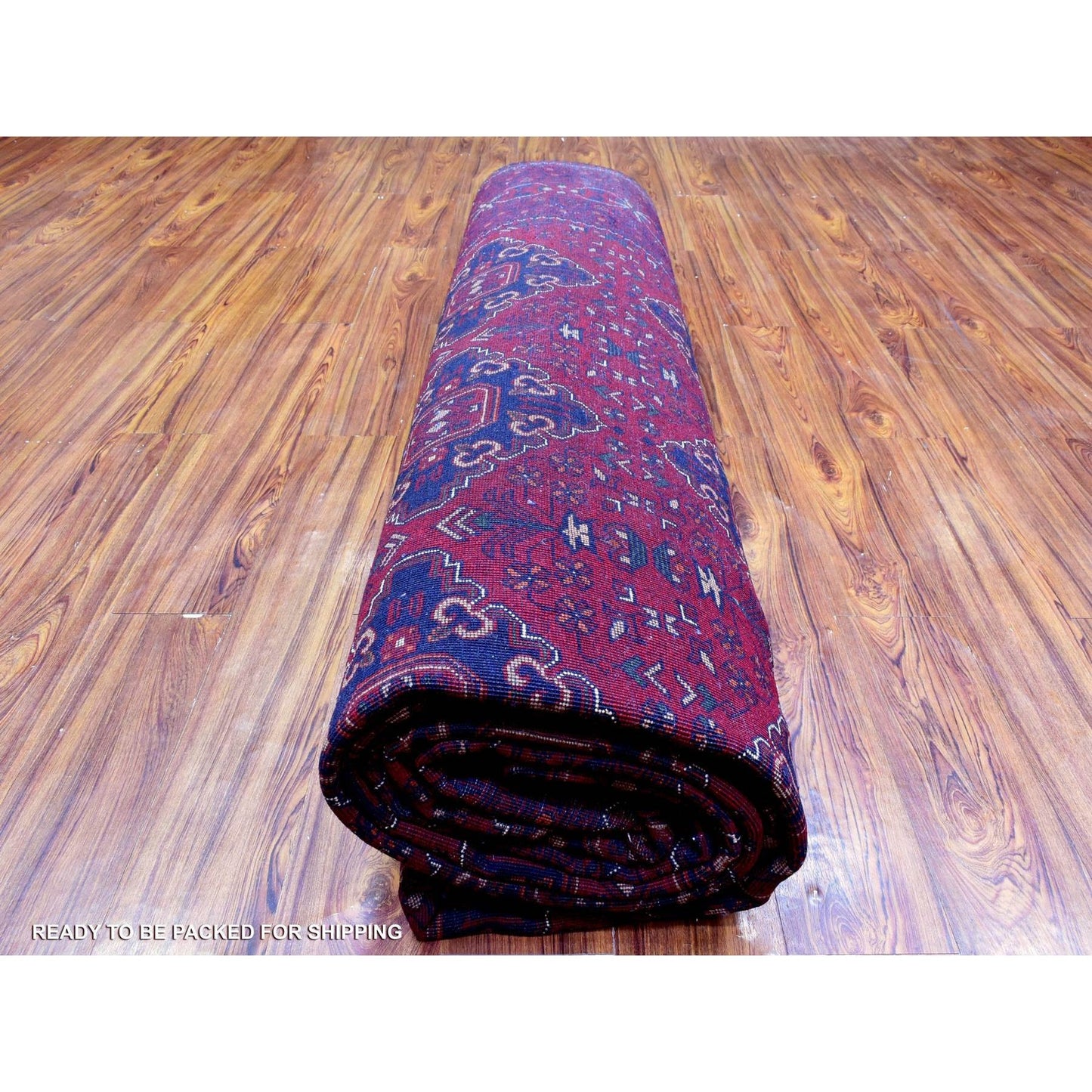9'10"X16' Red Afghan Khamyab Organic Wool Hand Knotted Oversized Rug