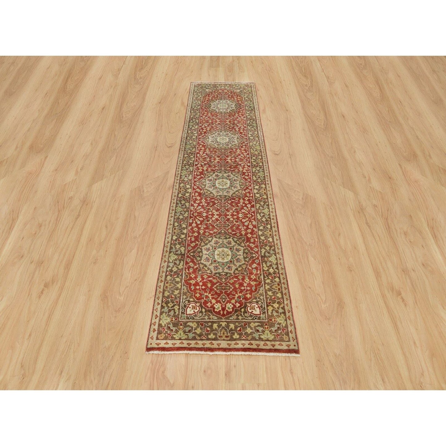 2'6"X10'1" Upsdell Red Haji Jalili Design Hand Knotted Wool Runner Rug