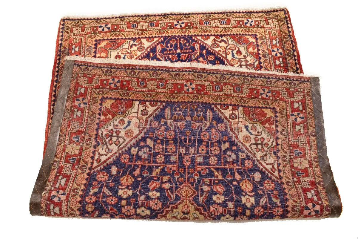 Vintage Purple-Navy Floral Style Rug Tribal