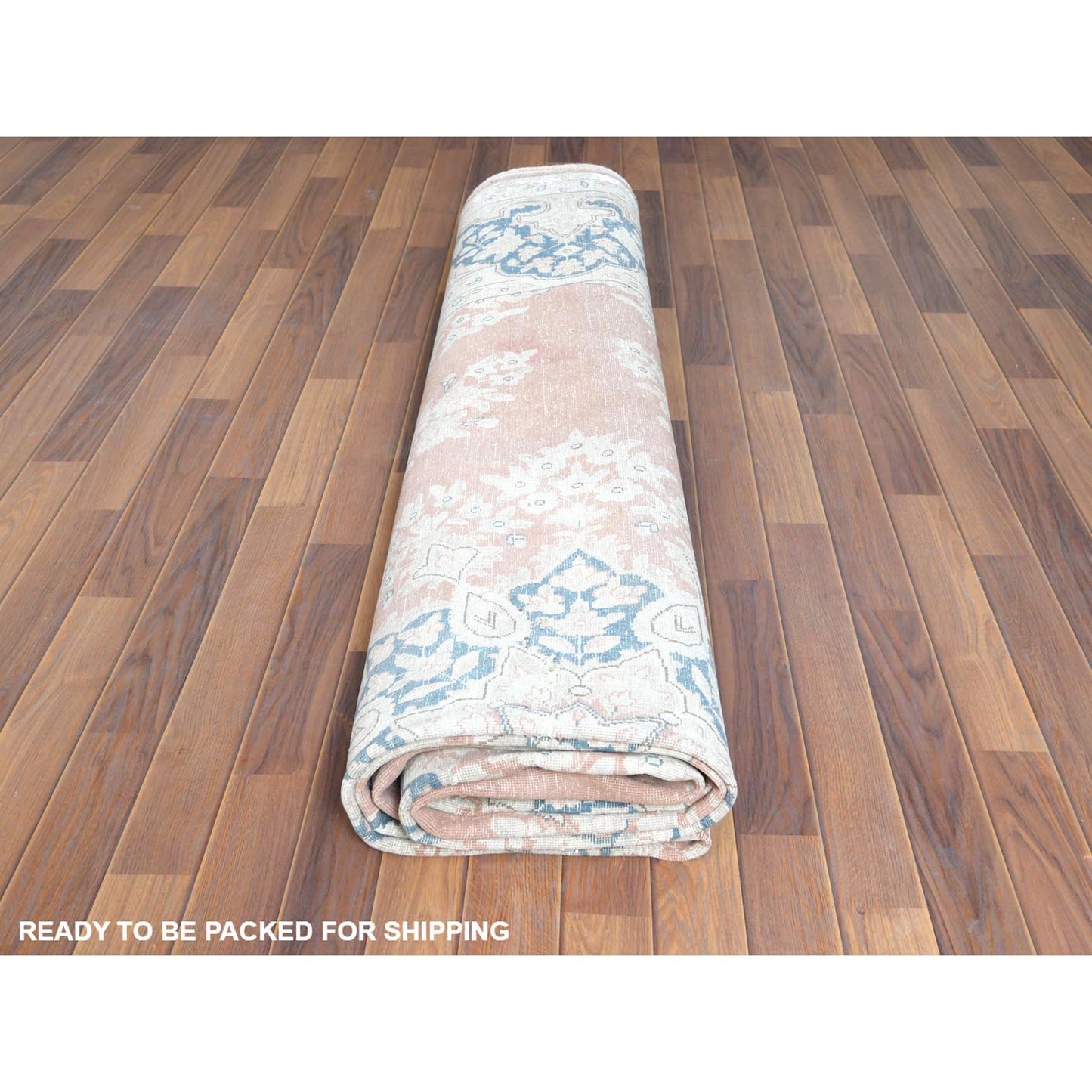 10'1"X14'2" Hand Knotted Almond Brown Vintage Farsian Karman Wool Rug