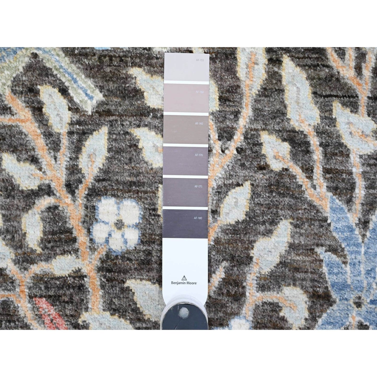 4'X15'10" Gray Hand Knotted Wool Birds Paradise Peshawar Wide Runner Rug
