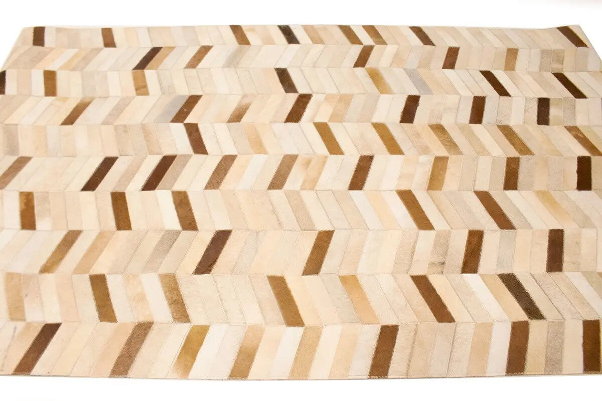 5X8 Ft Brown Cowhide Leather Rug Contemporary