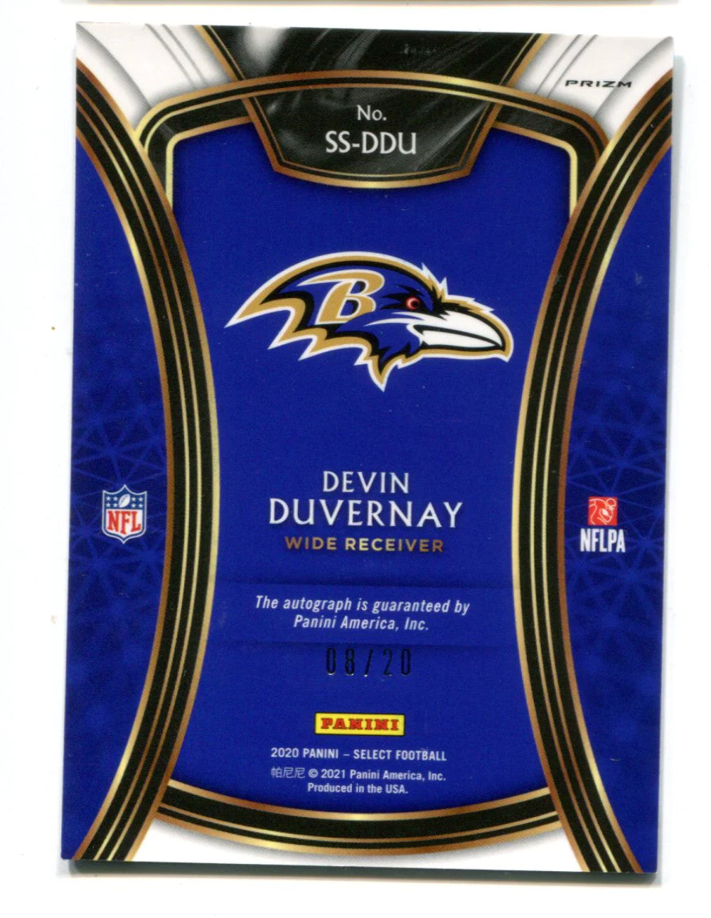 Devin Duvernay 2020 Panini Select Prizm Auto #Ssddu Card /20