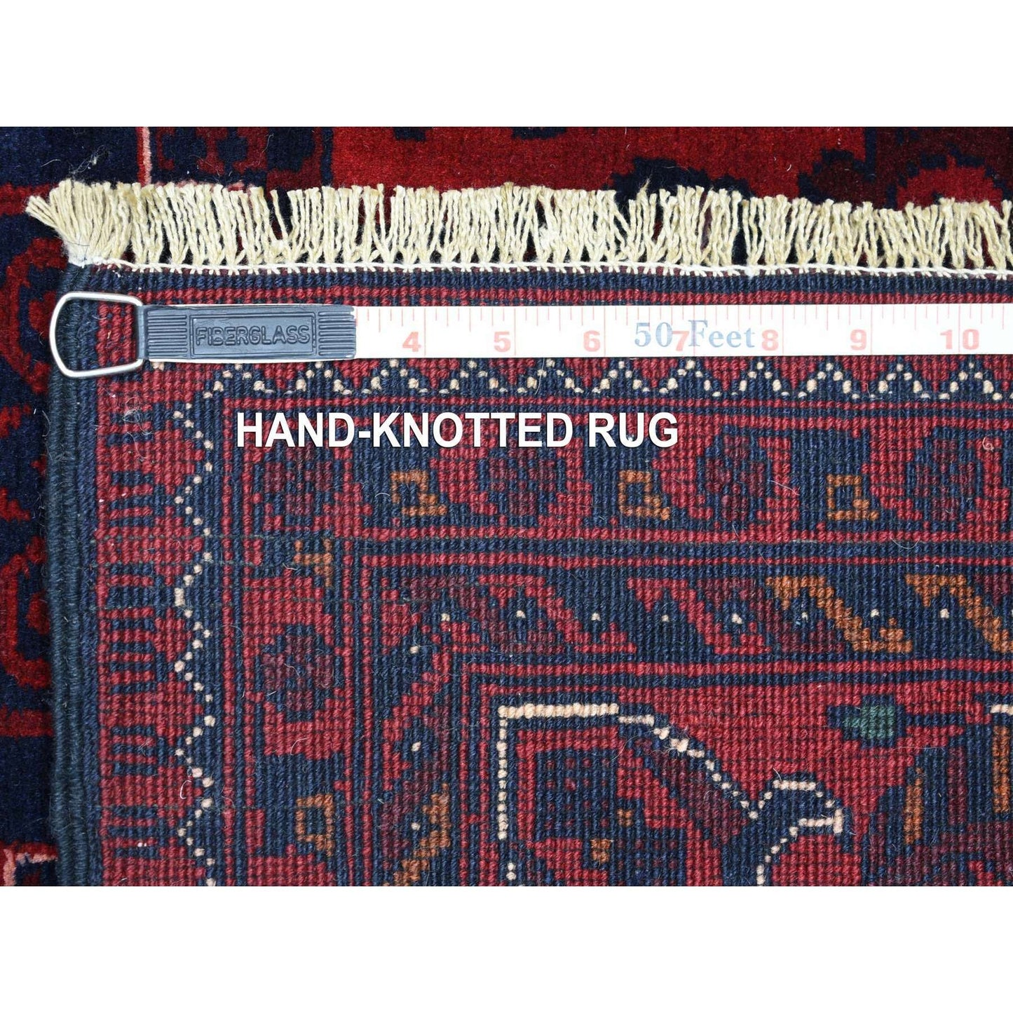 5'6"X7'8" Deep Red Hand Knotted Afghan Khamyab Soft Wool Rug
