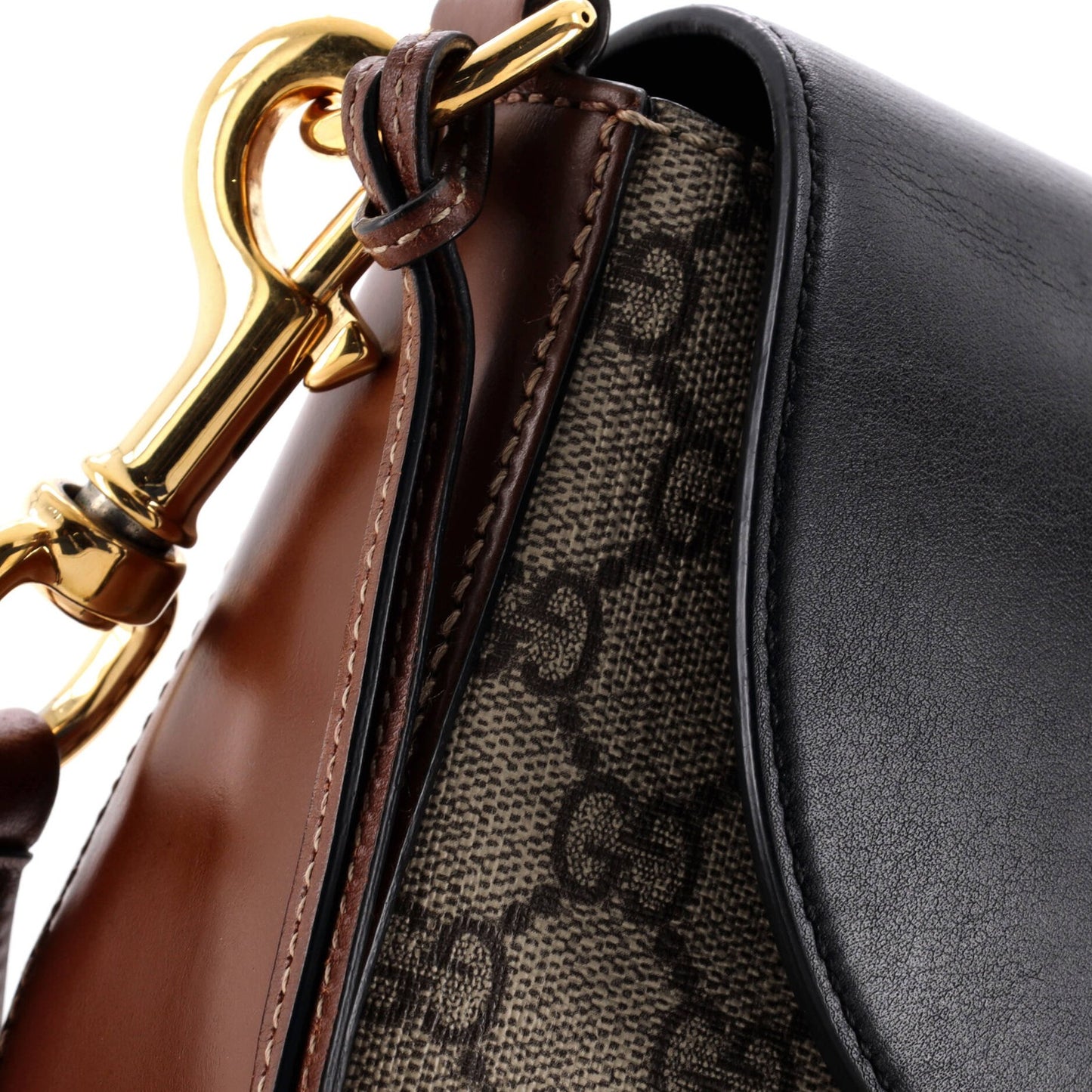Gucci Padlock Saddle Shoulder Bag Gg Coated Canvas And Leather Medium