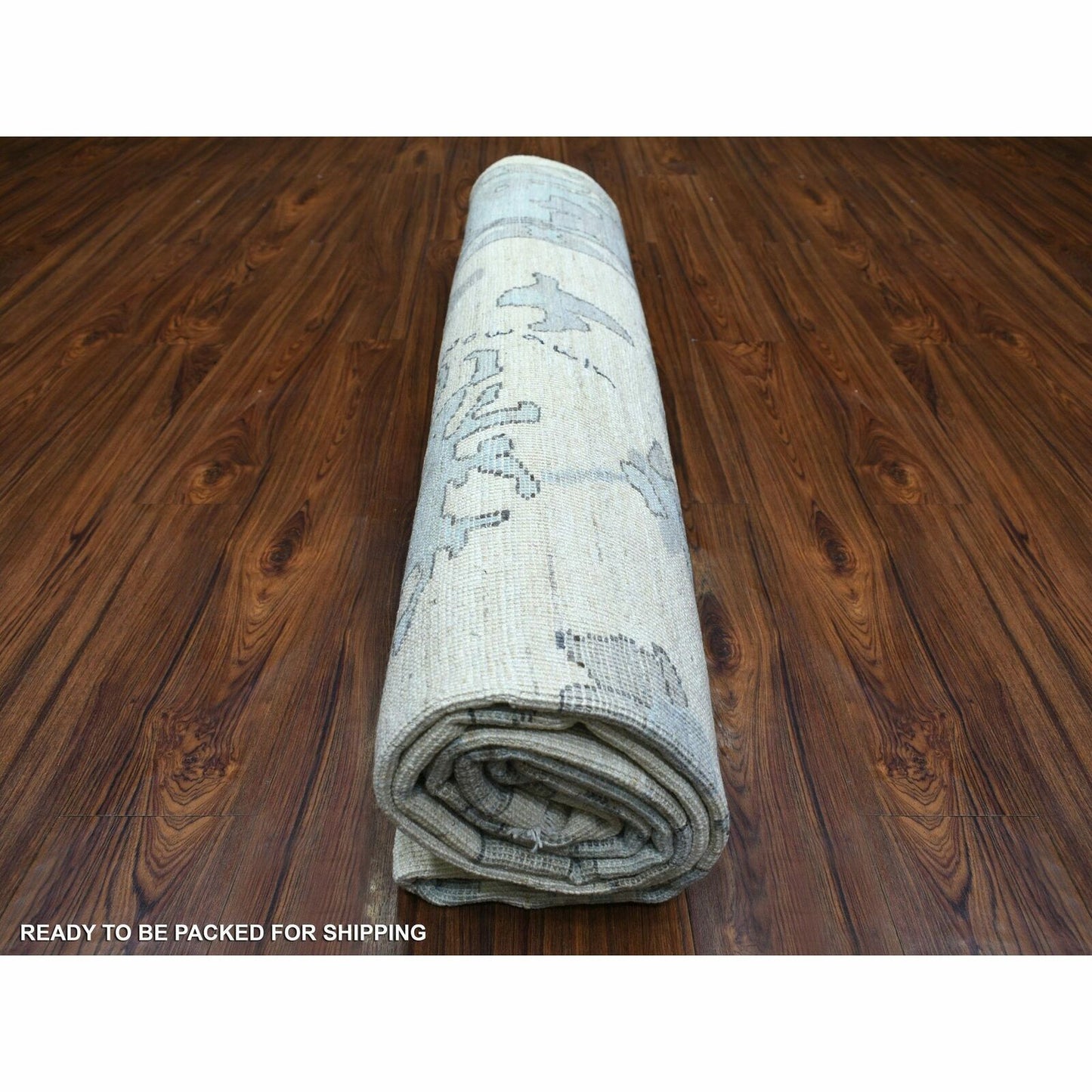 8'X9'9" Ivory Hand Knotted Afghan Angora Oushak Soft Wool Rug