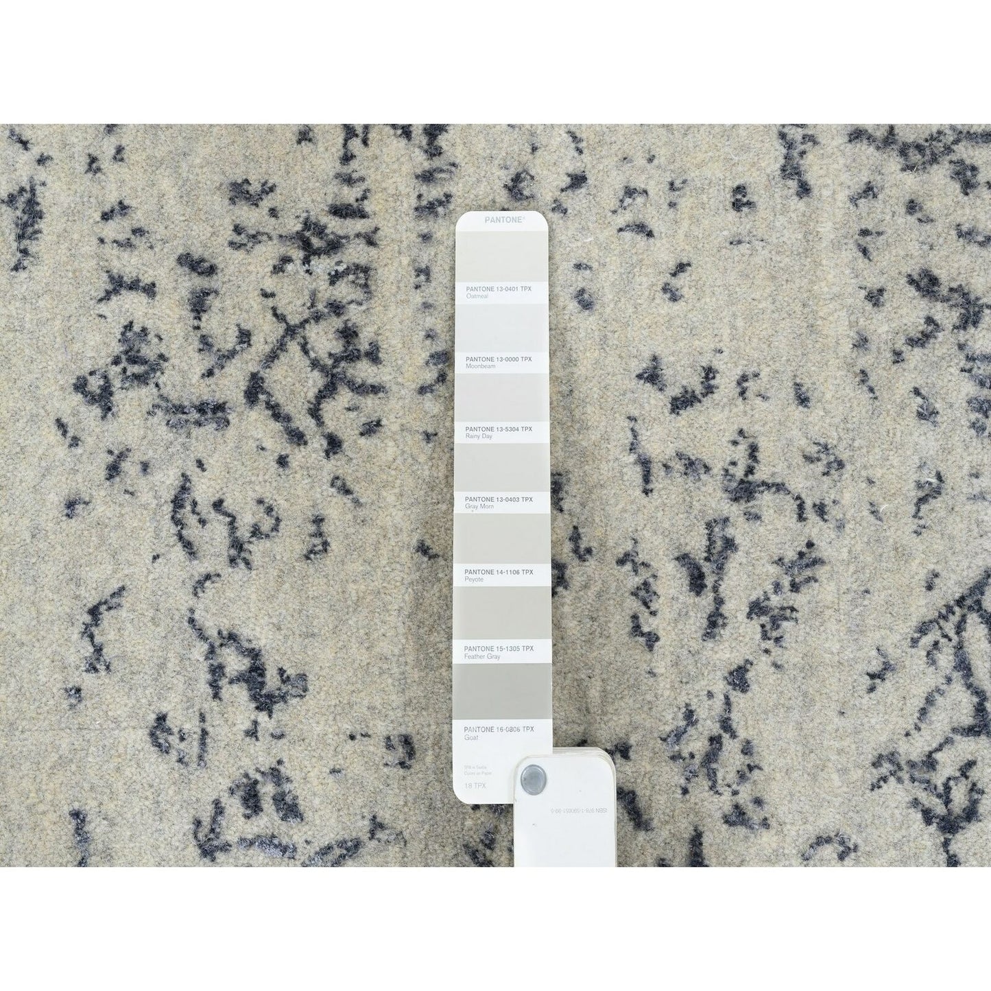 12'X18'2" Wool And Silk Hand Loomed Gray Fine Jacquard Oversized Rug