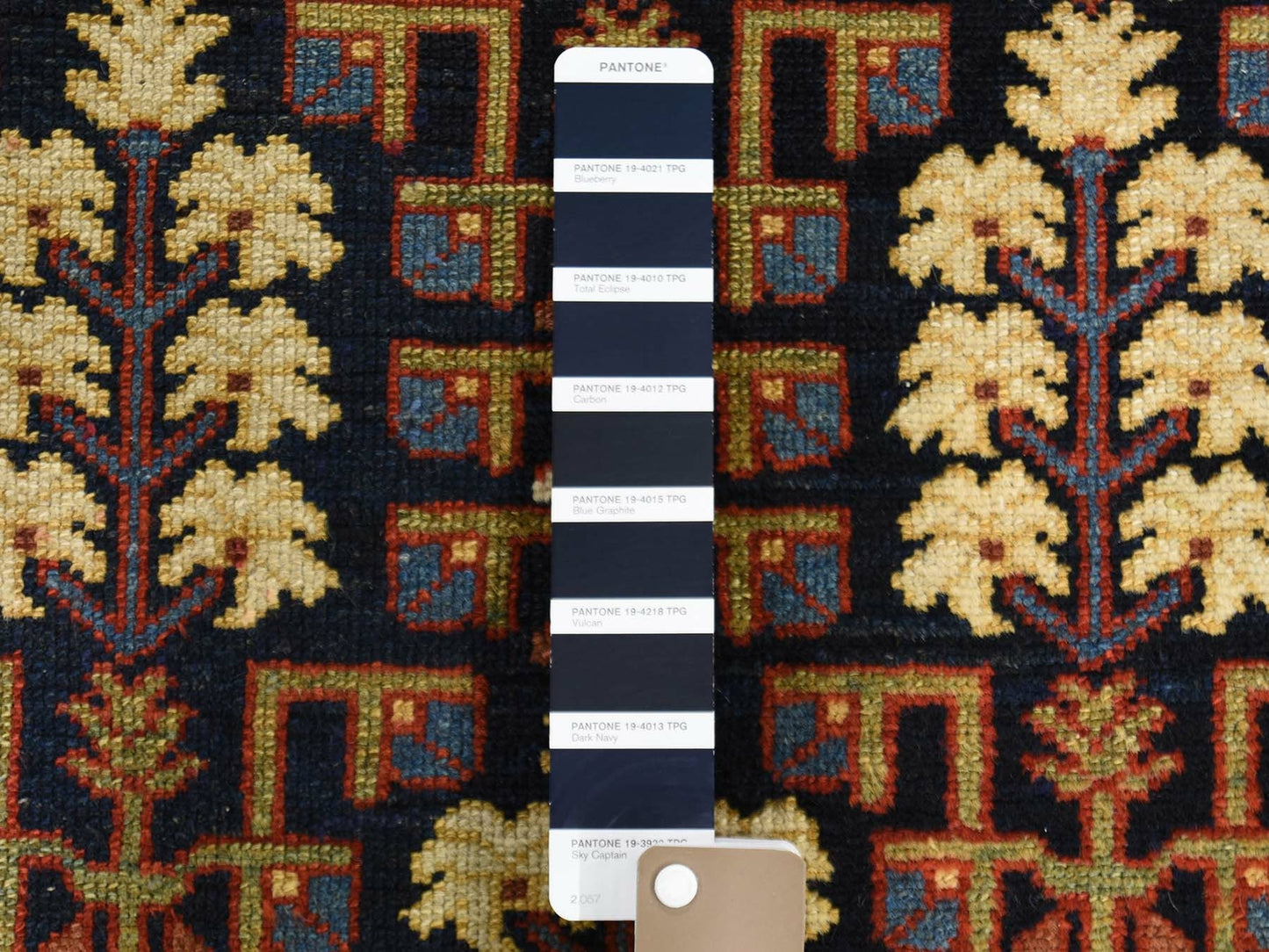 4'4"X5'9" Navy Antique Farsian Heris With Tree Design Hand-Knotted Rug