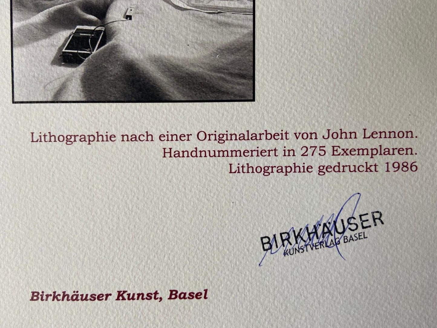 John Lennon & Yoko Ono, Lithograph 1986, 275 Ex