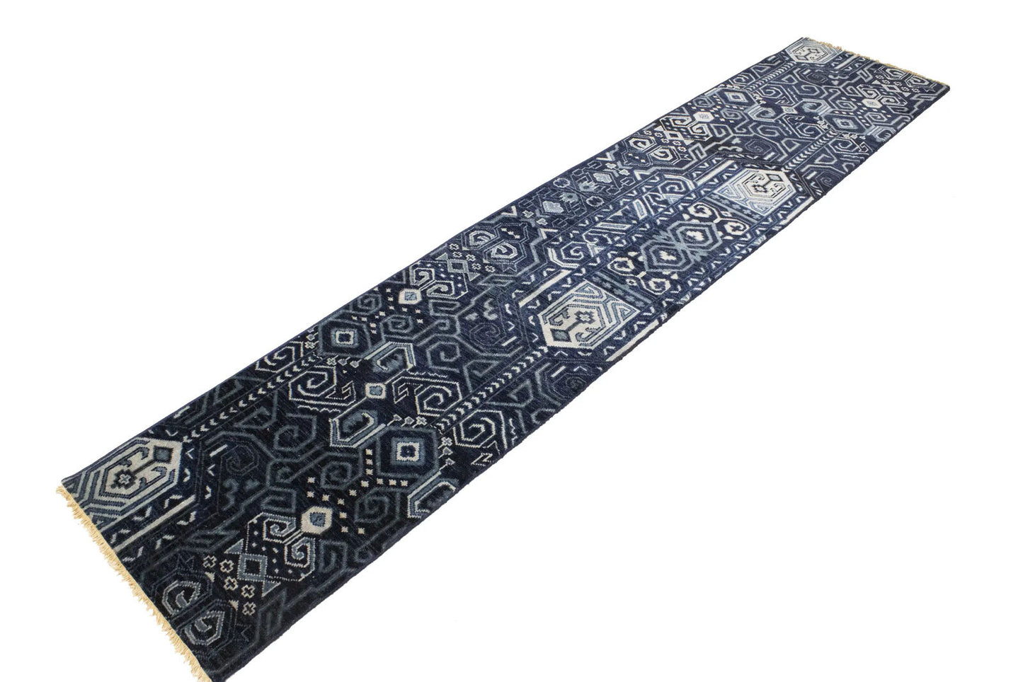 Hand-Knotted Narrow Runner Rug Modern