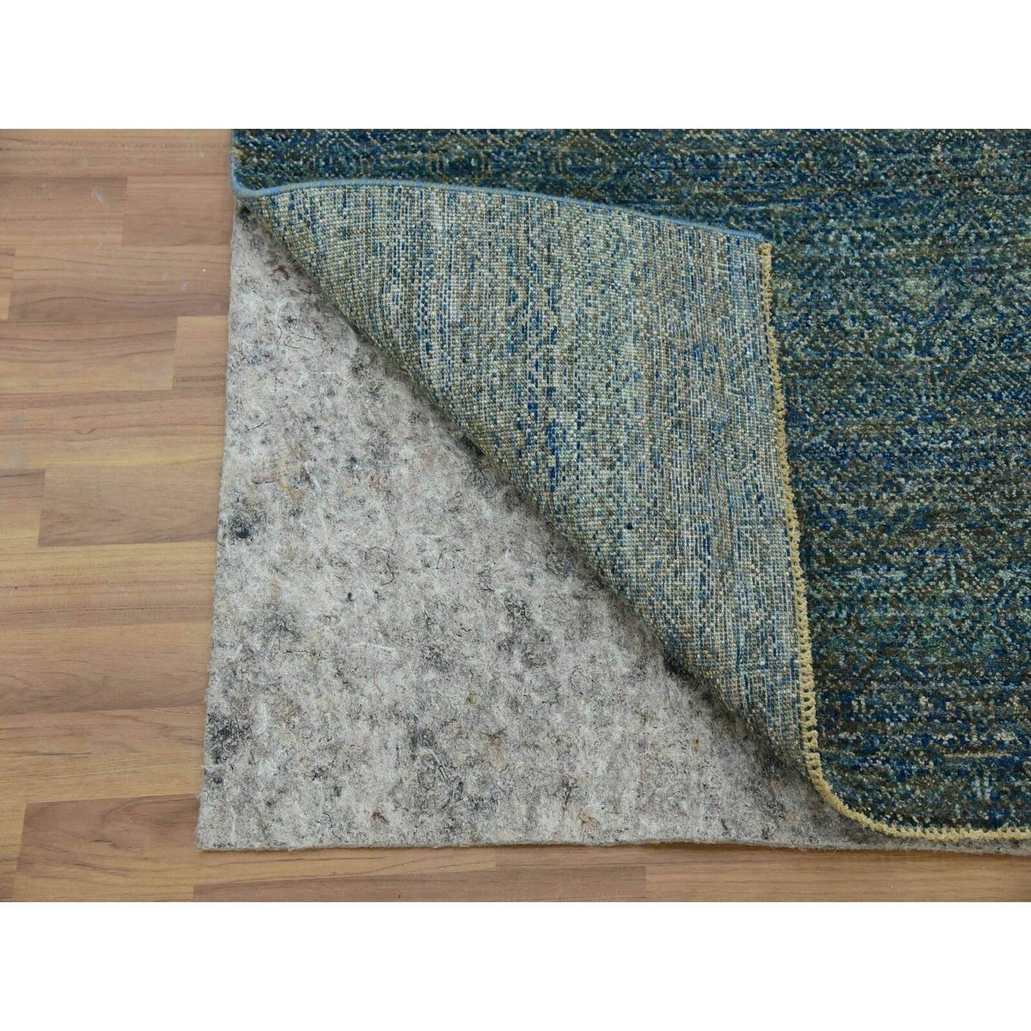 2'6"X10'1" Green Hand Knotted Kohinoor Herrita 100% Wool Oriental Rug