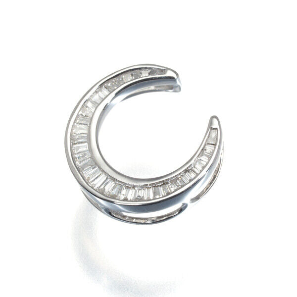 GSTV Pendant Diamond 0.18ct Moon 18K 750 White