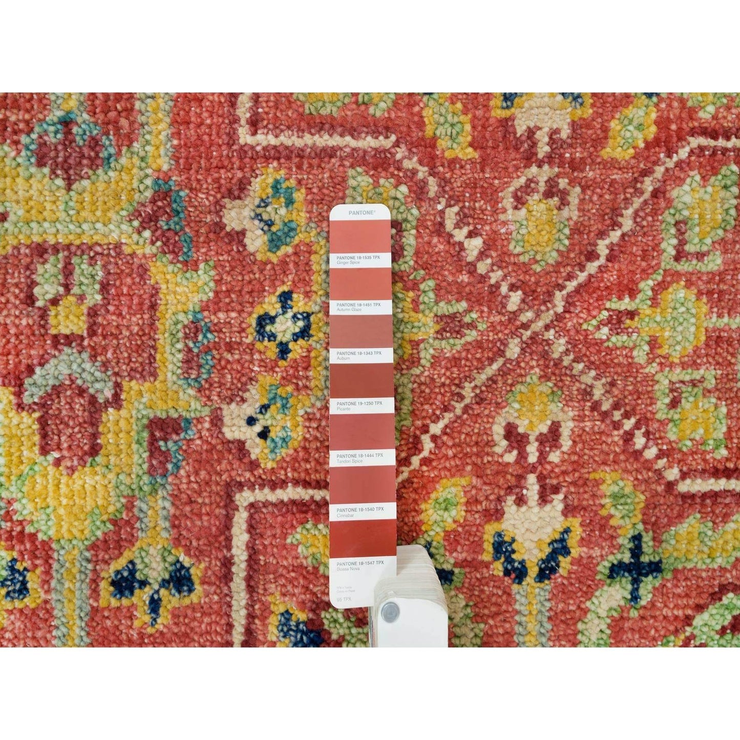 14'X16'5" Red Pure Wool Hand Knotted Antiqued Oushak Design Oversized Rug
