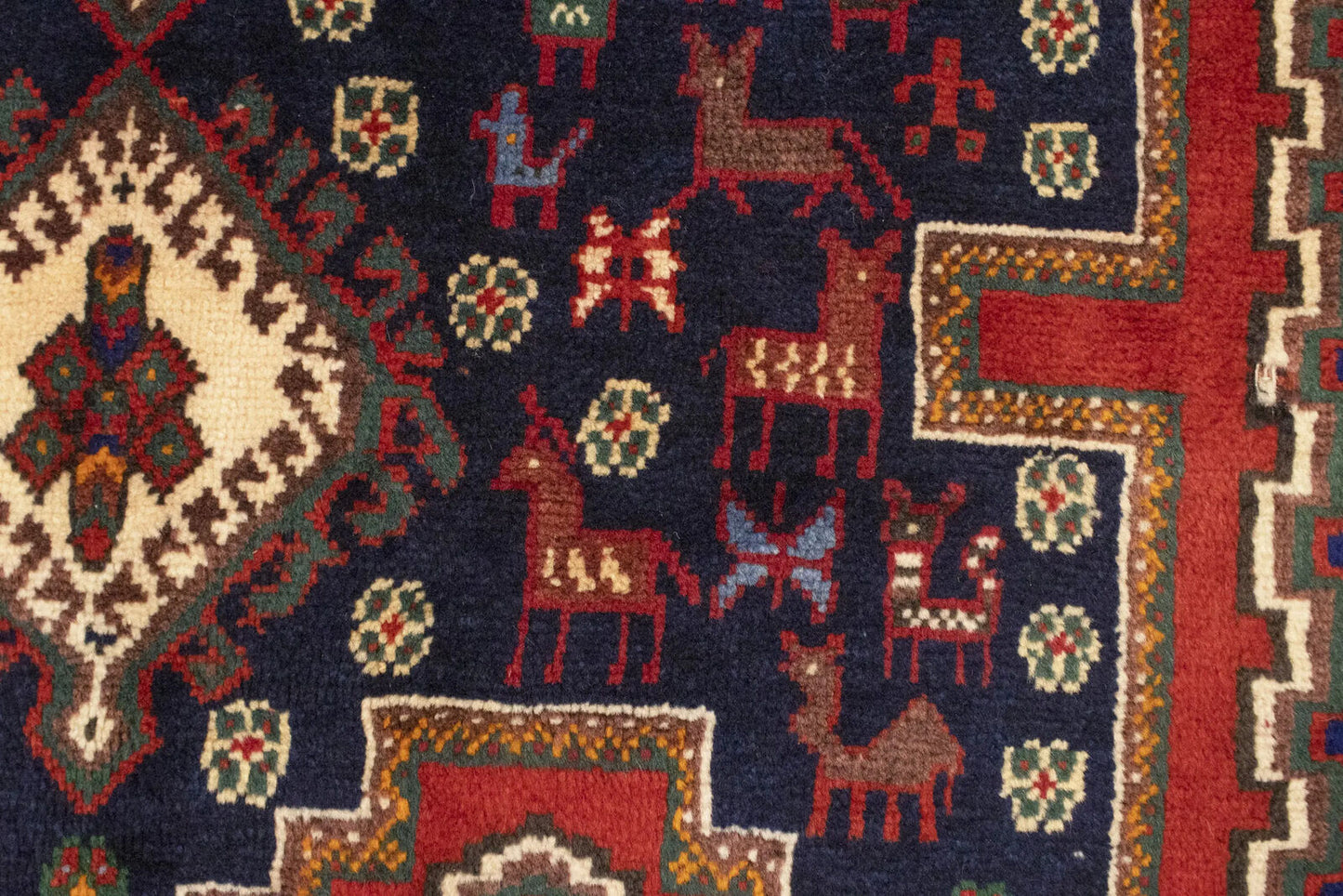 Vintage Geometric Design Oriental Rug Farmho