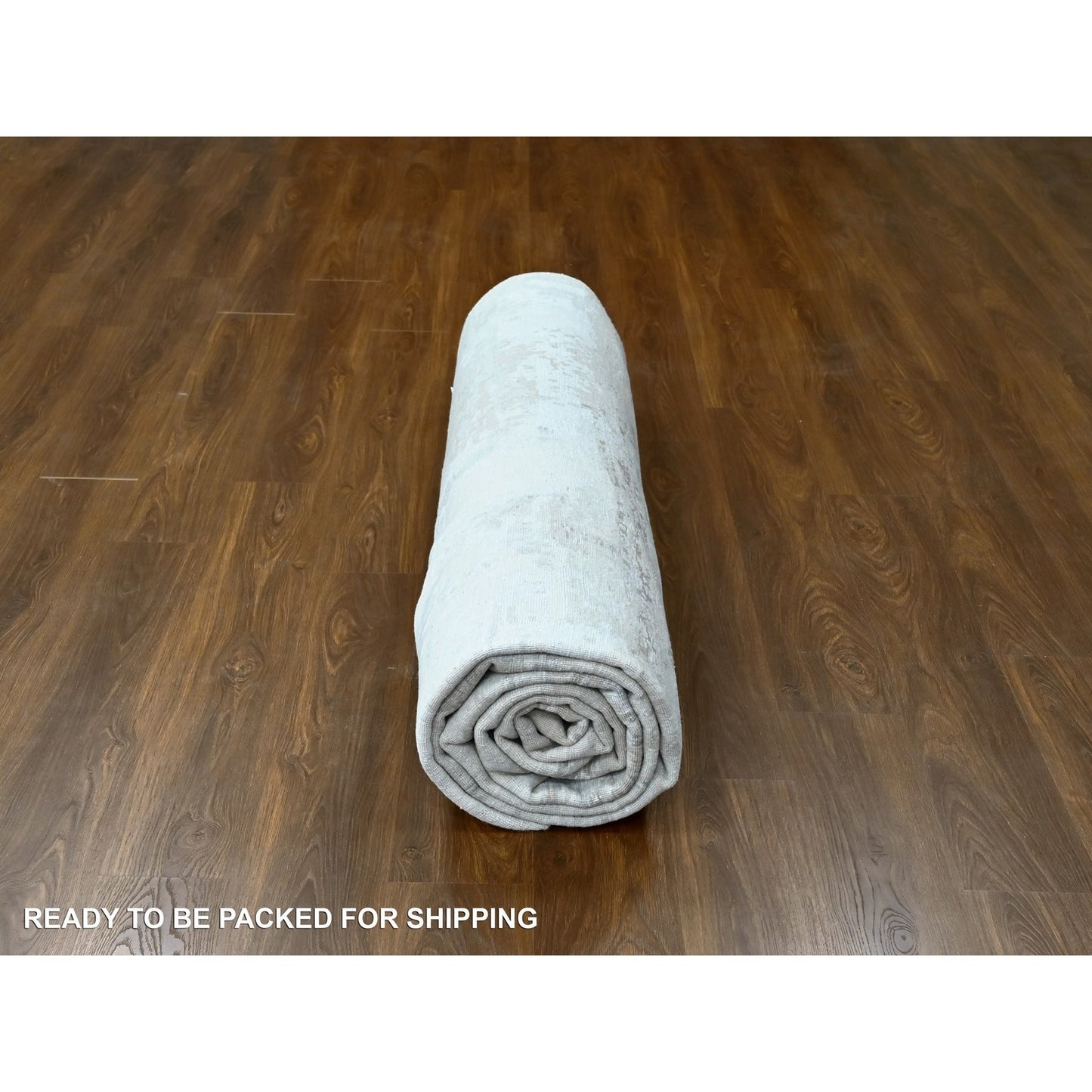 10'X13'10" Gray Soft Abstract Design Wool & Silk Hand Knotted Modern Rug