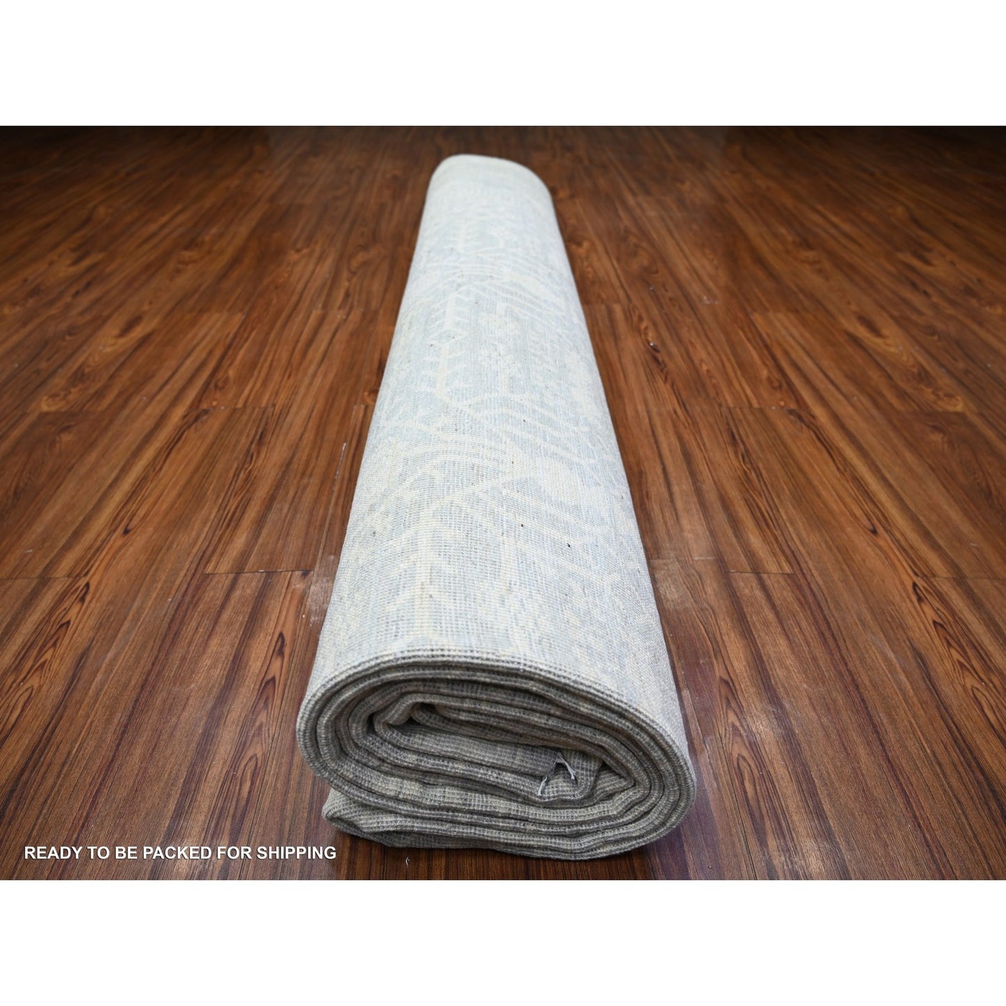 12'X14'3" Marian Blue Stone Washed Peshawar Wool Hand Knotted Rug