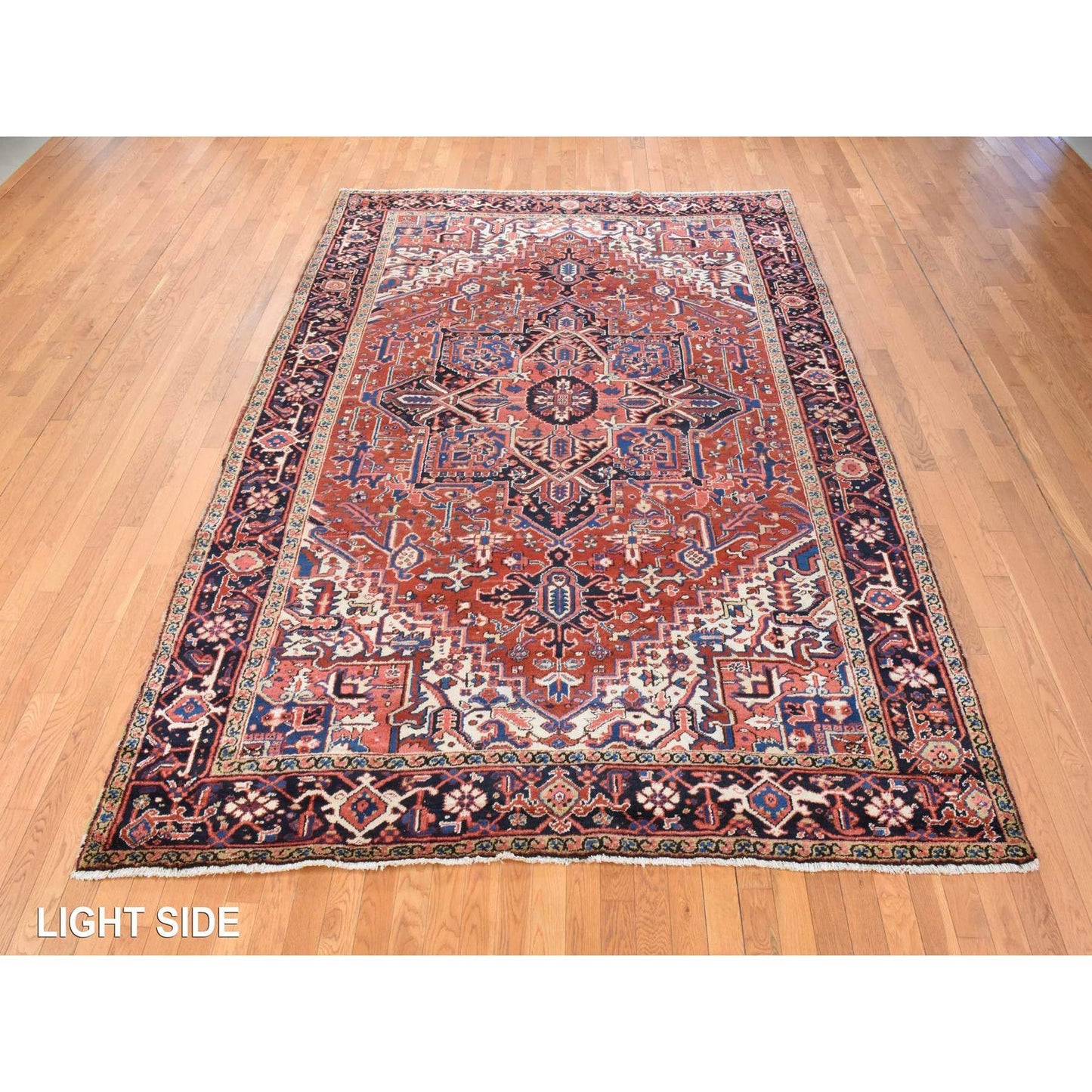 8'X11'3" Crimson Red Antique Zoroastrian Heris Pure Wool Hand Knotted Rug