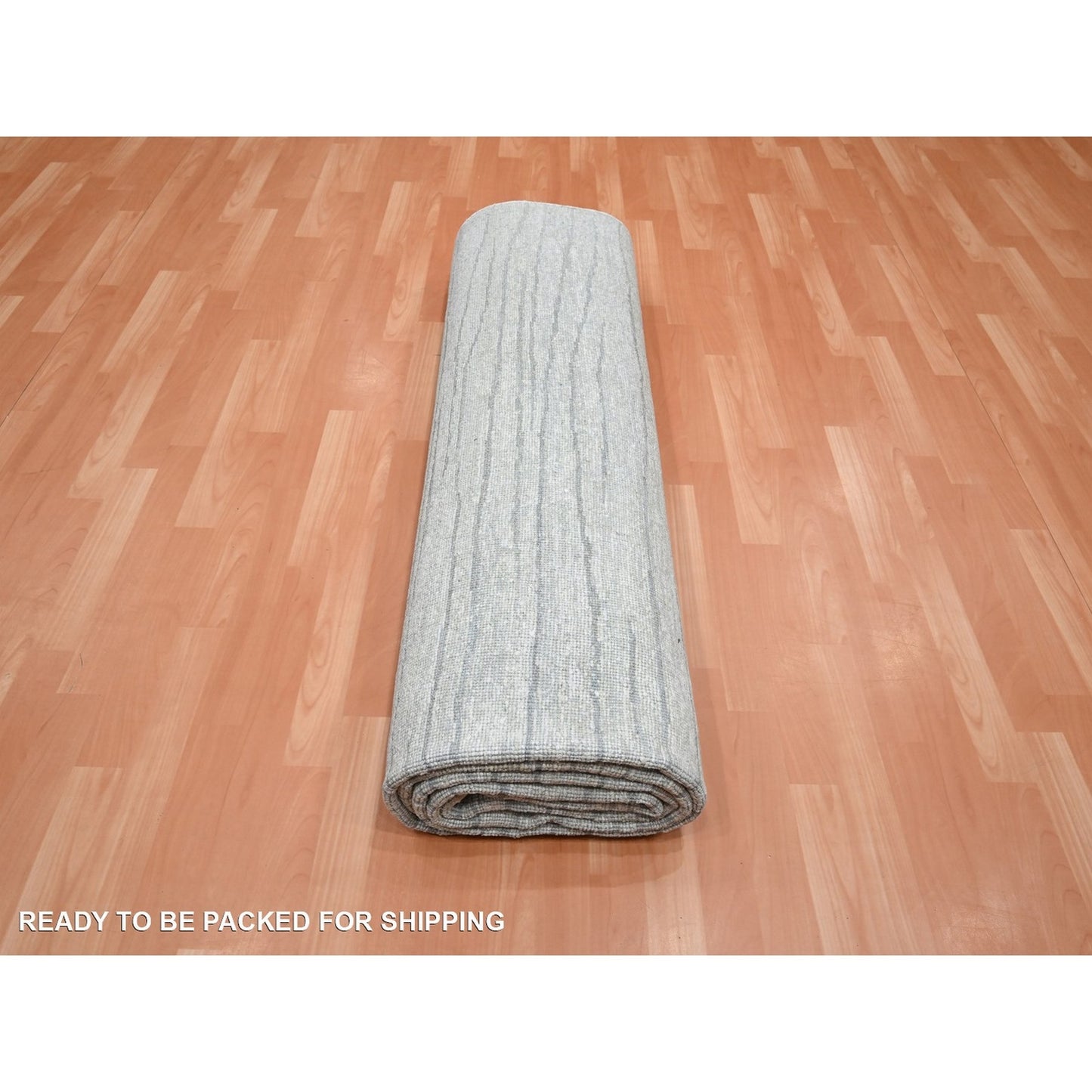 9'X12' Swan White Modern Wavy Design Pure Silk Hand Knotted Oriental Rug