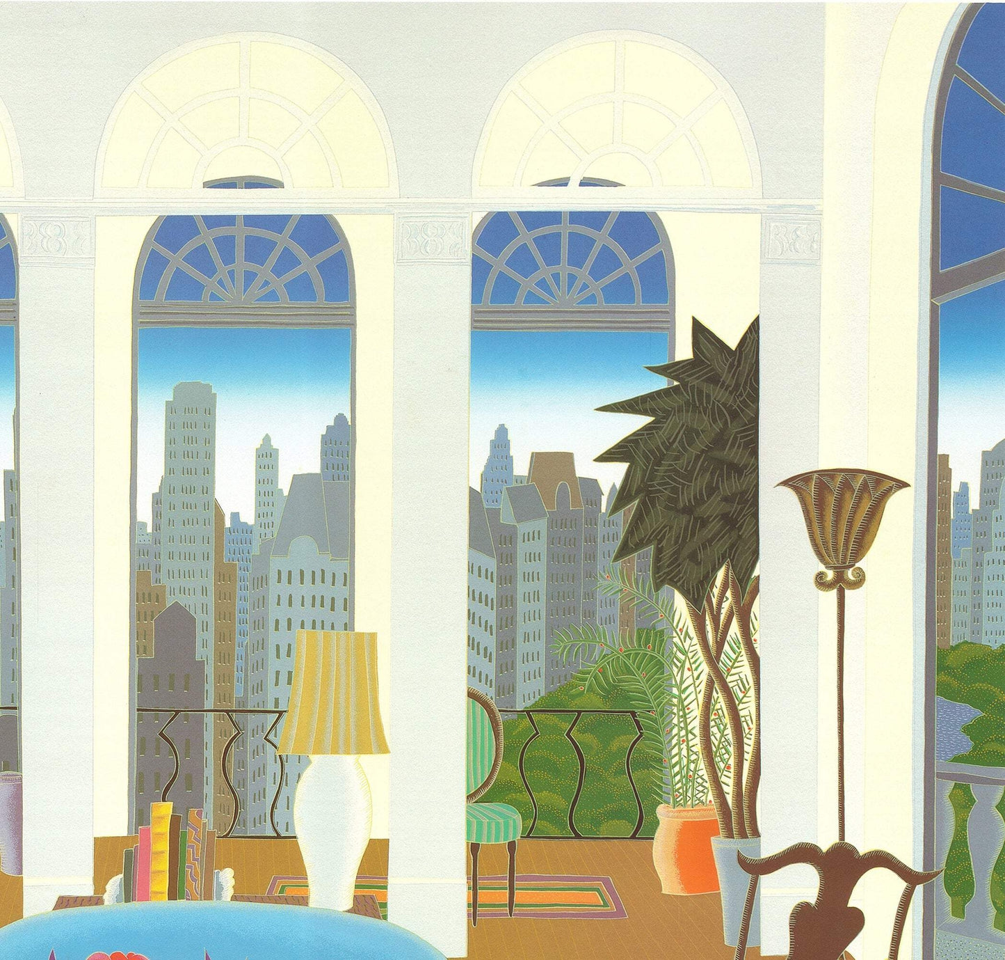 Thomas Mcknight Blue Couch " Offset Lithograph Contemporary Multico