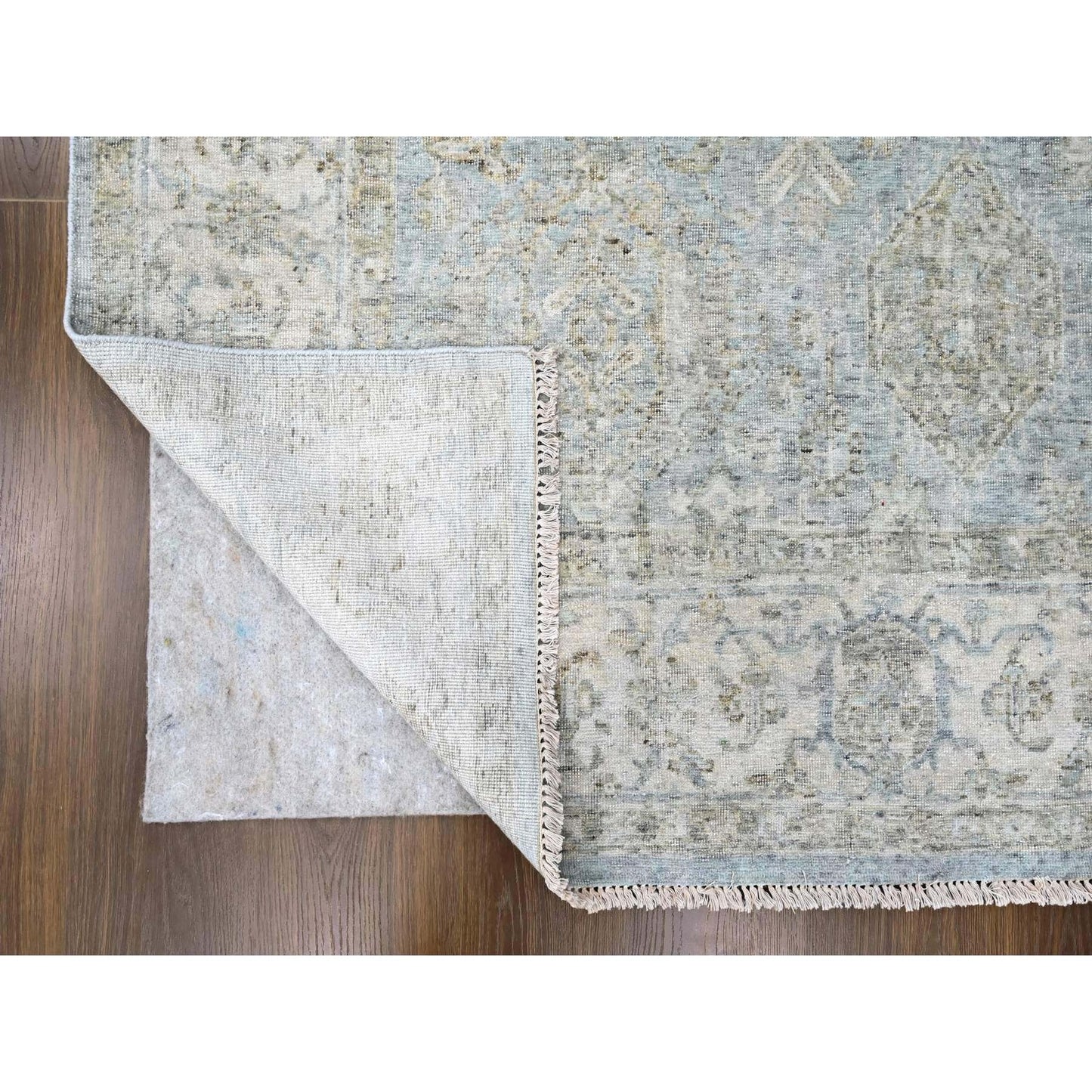 9'X12'1" Gray Antiqued Ziegler Mahal Design All Wool Hand Knotted Rug