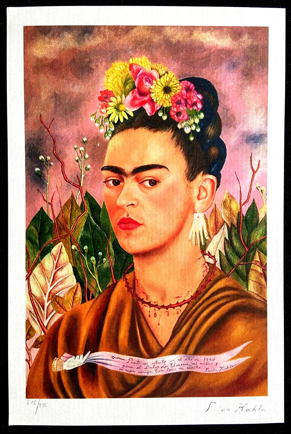 Frida Kahlo Lithograph 275 Ex Coa Original