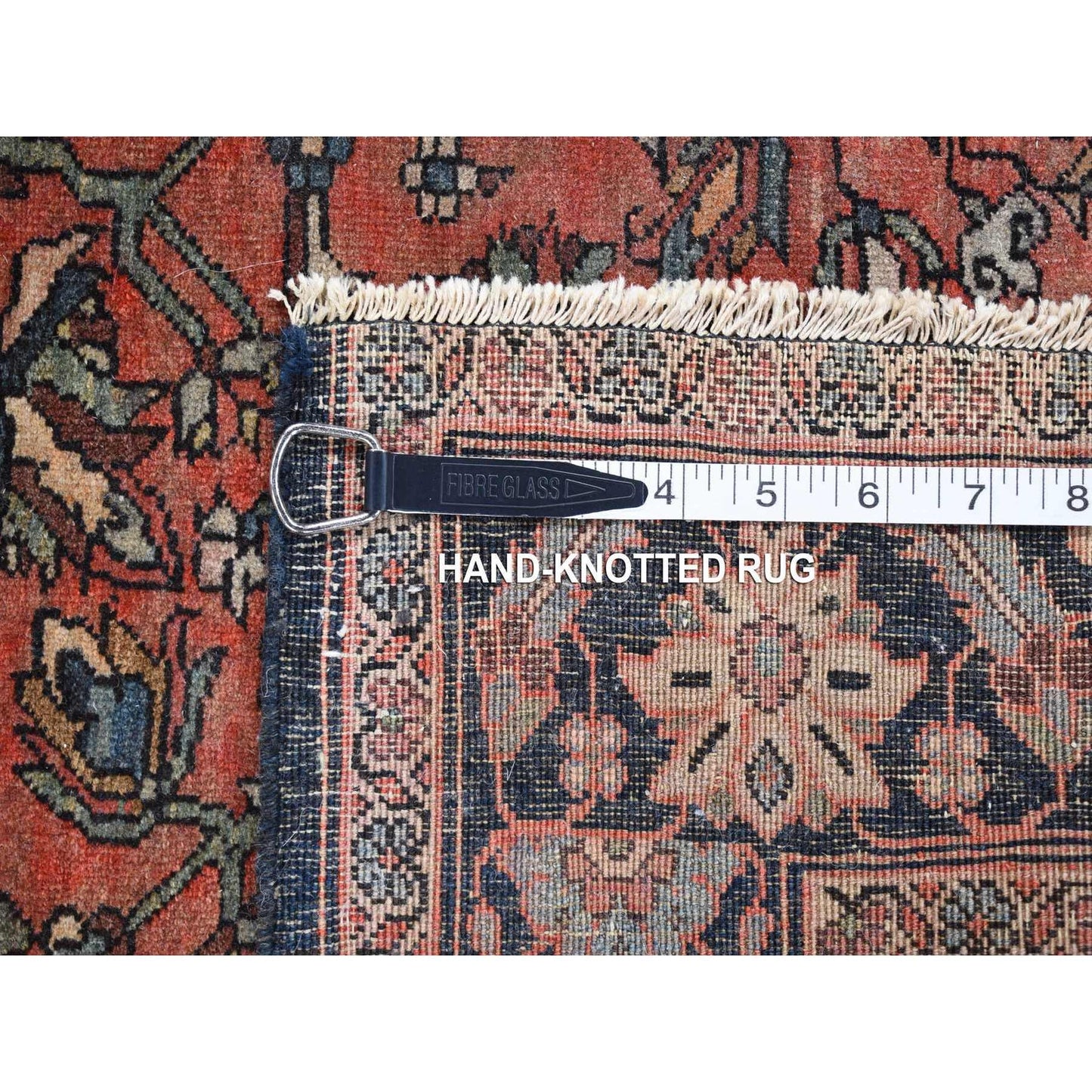 4'1"X6'4" Red Antique Zoroastrian Firighen Saroogh Hand Knotted Wool Rug