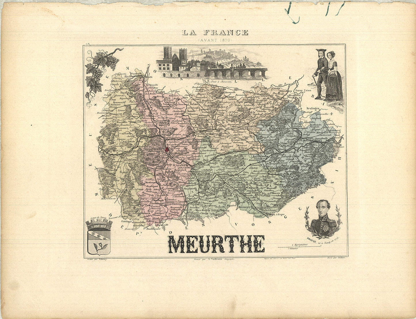 A. Vuillemin Meurthe " Lithograph 1869 Other