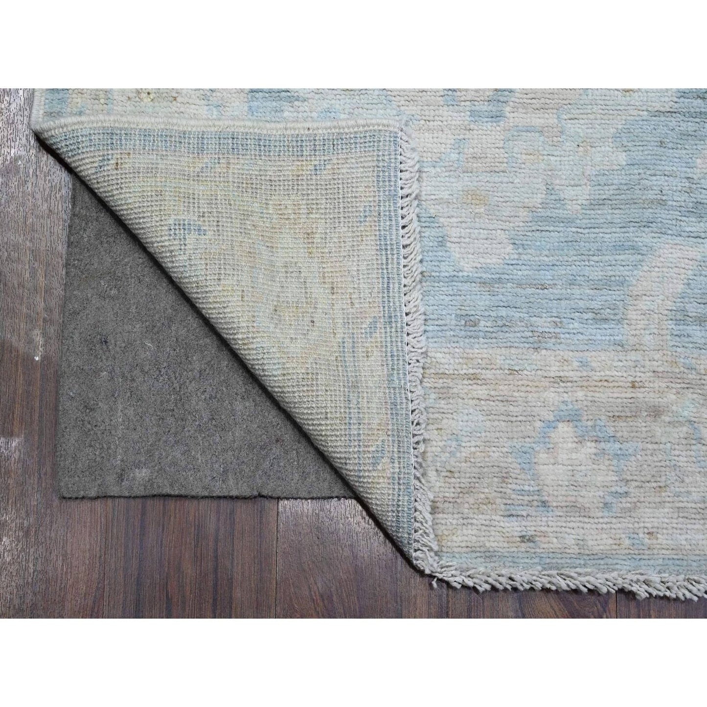 2'9"X15'4" Riviera Blue Afghan Angora Oushak Xl Runner Oriental Rug