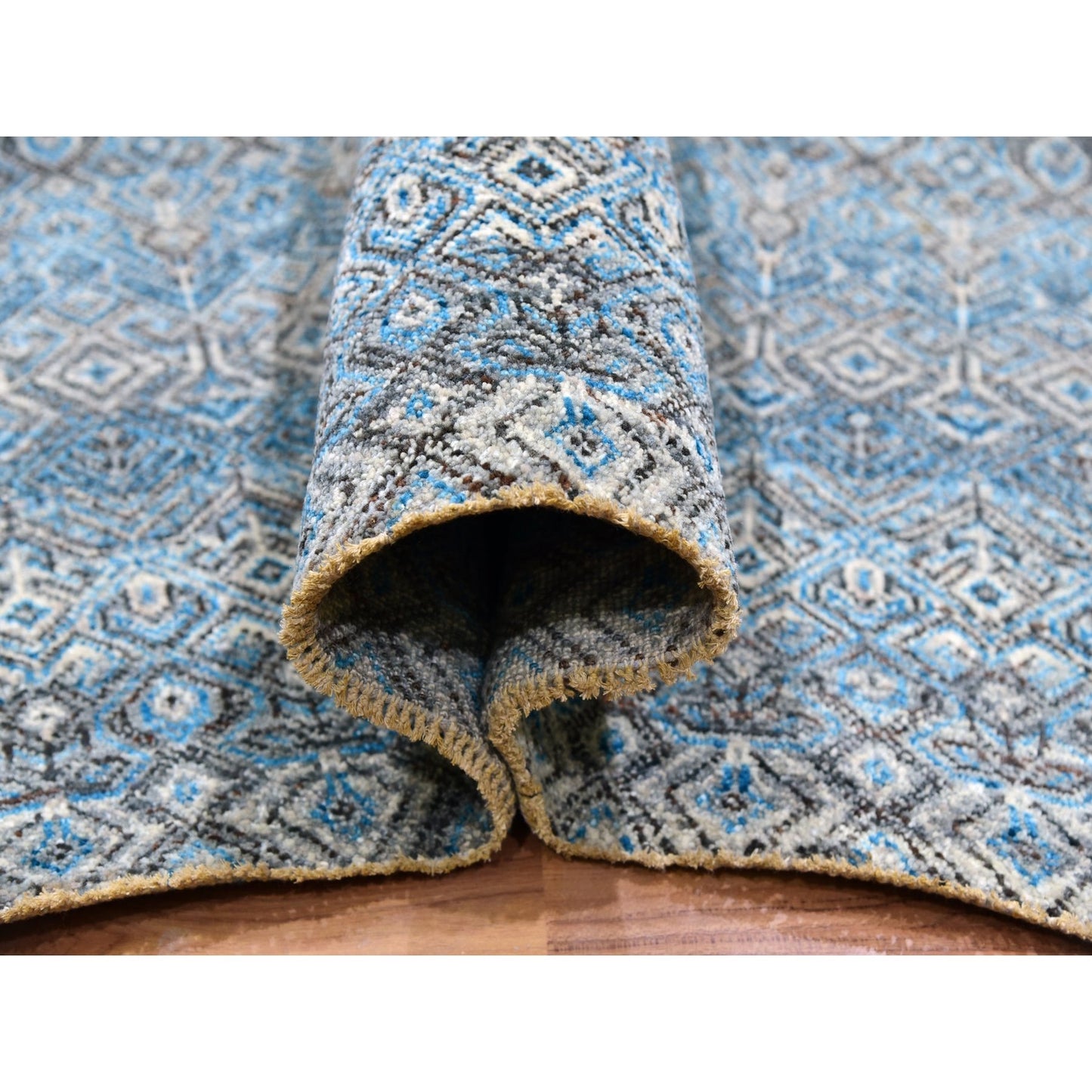 12'X12' Blue 100% Wool Hand Knotted Kohinoor Herrita Design Square Rug