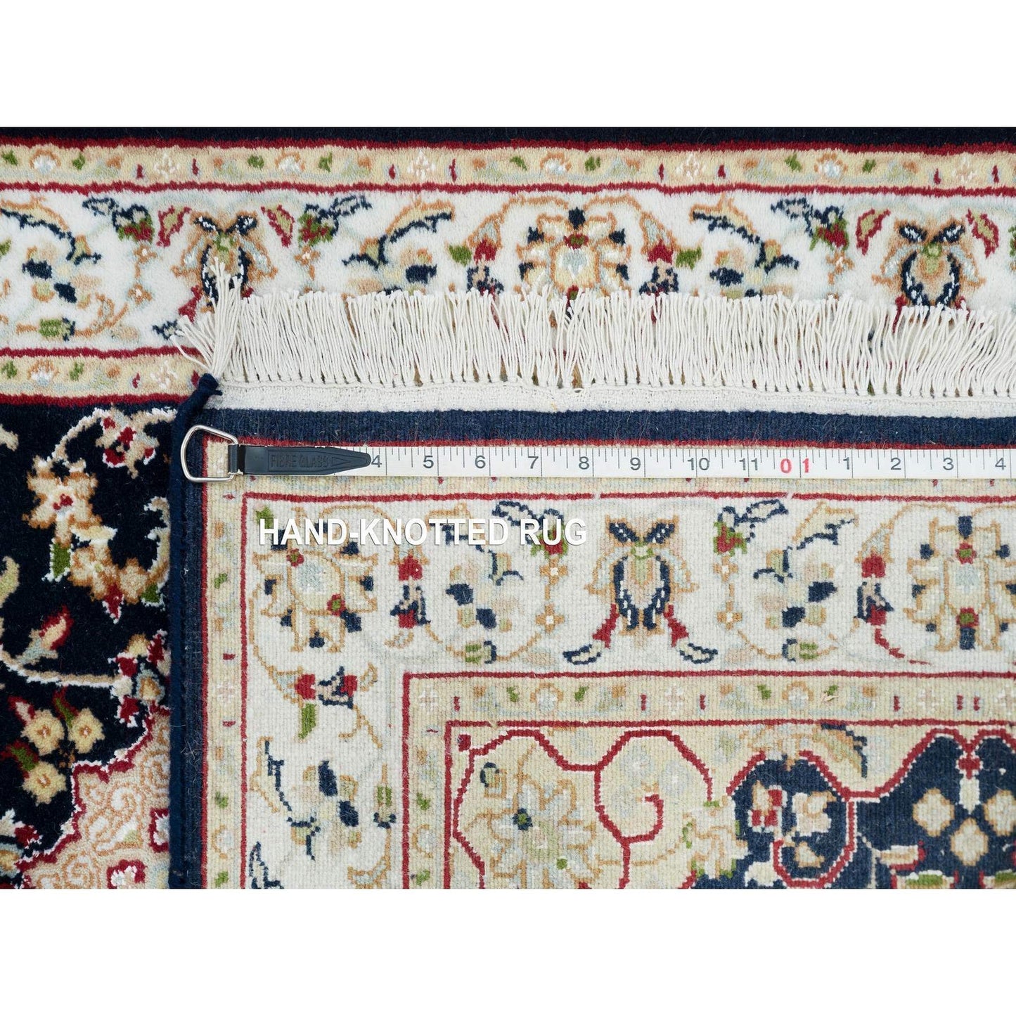 2'6"X11'10" Blue Nain 250 Kpsi Hand Knotted Wool Runner Oriental Rug