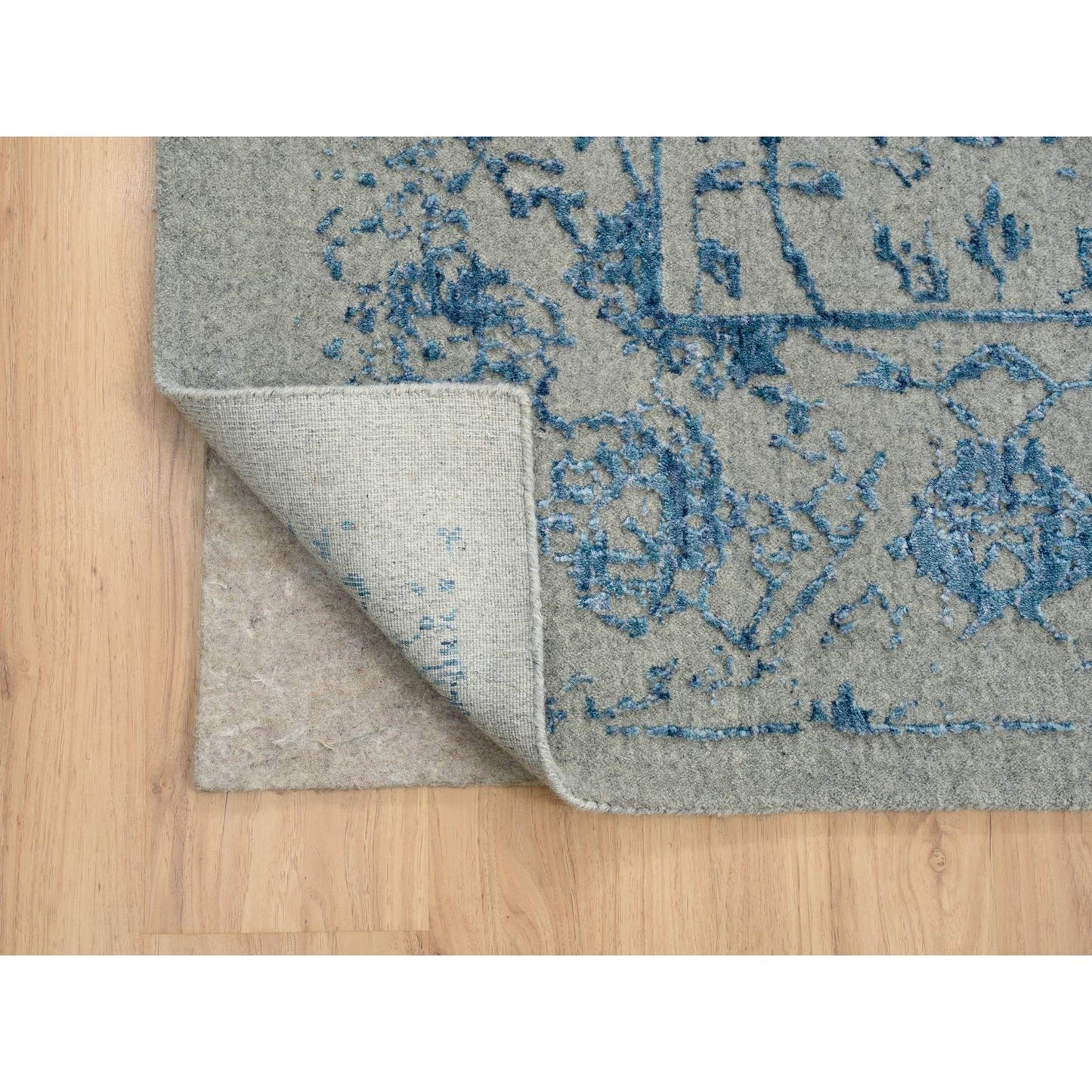 11'10"X18' Gray Fine Jacquard Hand Loomed Wool And Silk Oversized Rug
