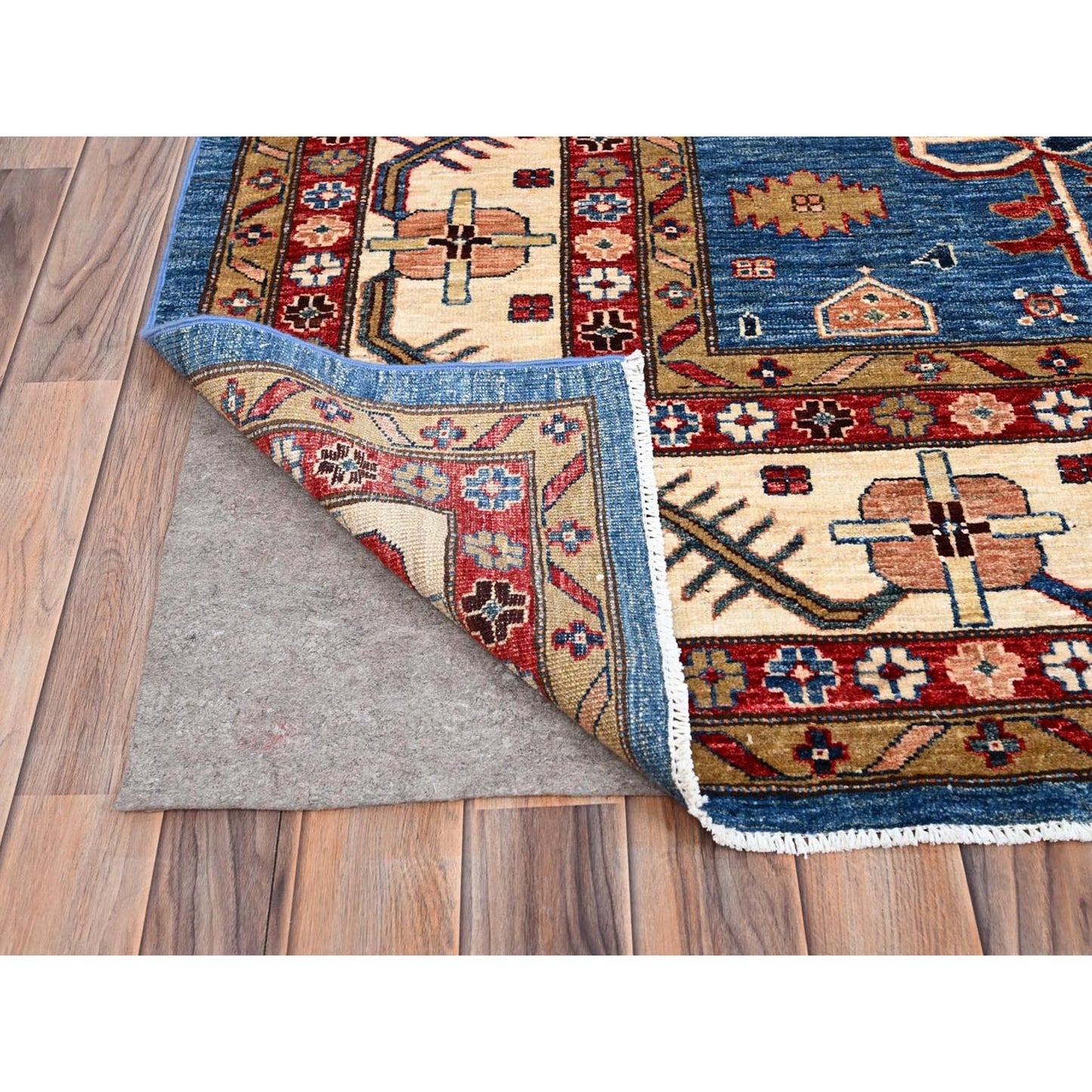 10'X13'5" Crystal Teal Blue Super Kazak Tribal Medallion Oriental Rug