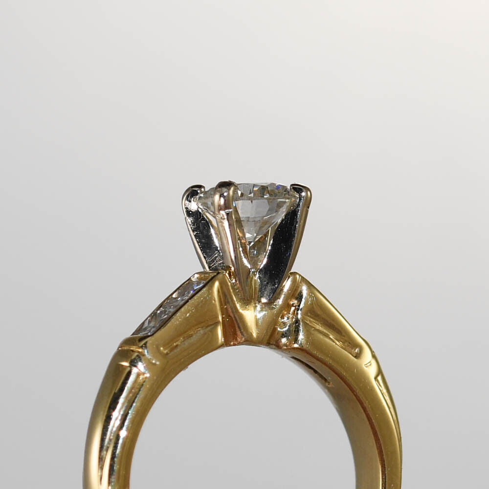 14K Yellow Gold Diamond Engagement Ring, .75Ct