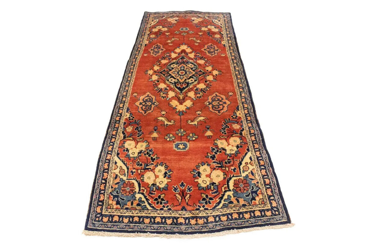 Vintage Oriental Runner Rug Tribal Floral Design