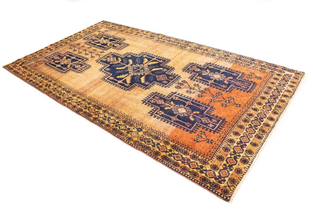 Semi-Antique Tribal Geometric Wide Runner Rug