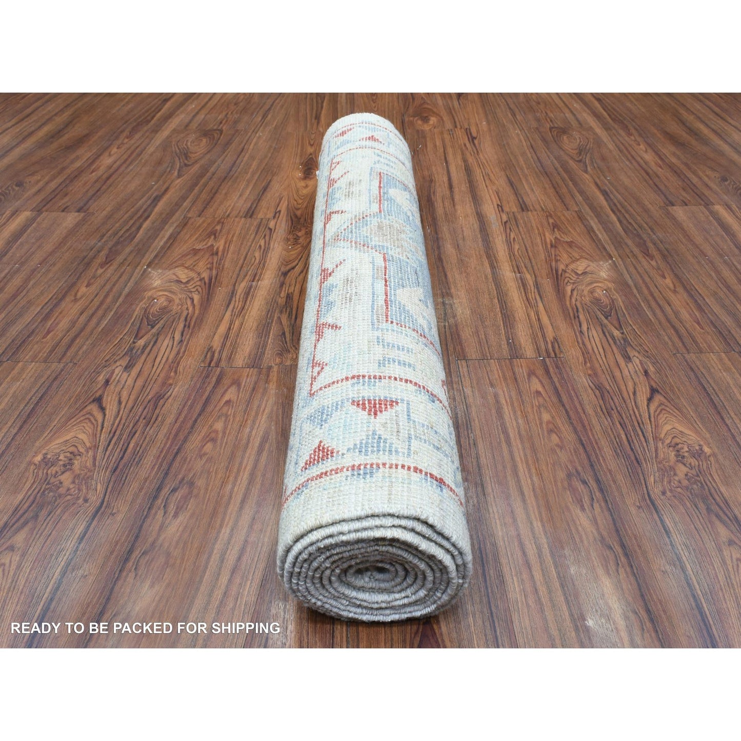 3'1"X10'2" Gray Anatolian Inspired Geometric Hand Knotted Wool Runner Rug