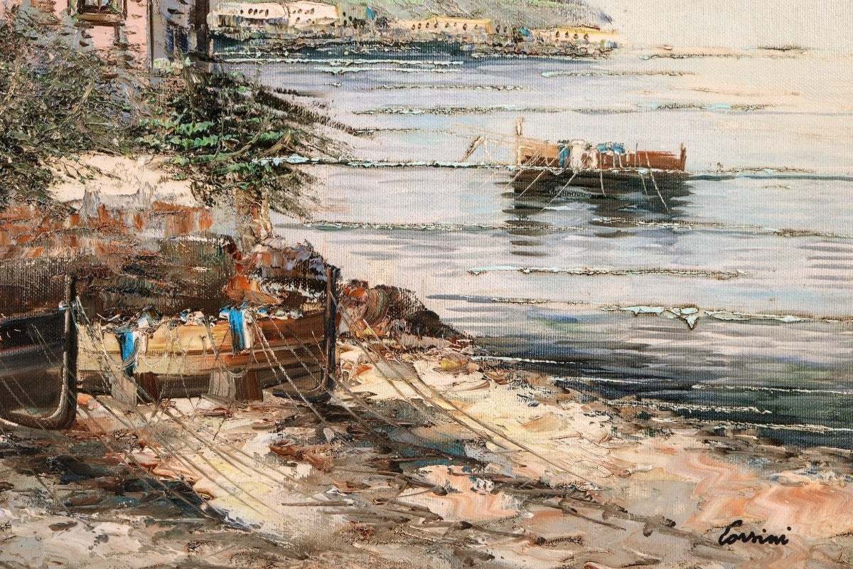 Alberto Corsini Original Oil Painting "Naples Harbor" Signed F10 Italian Art
