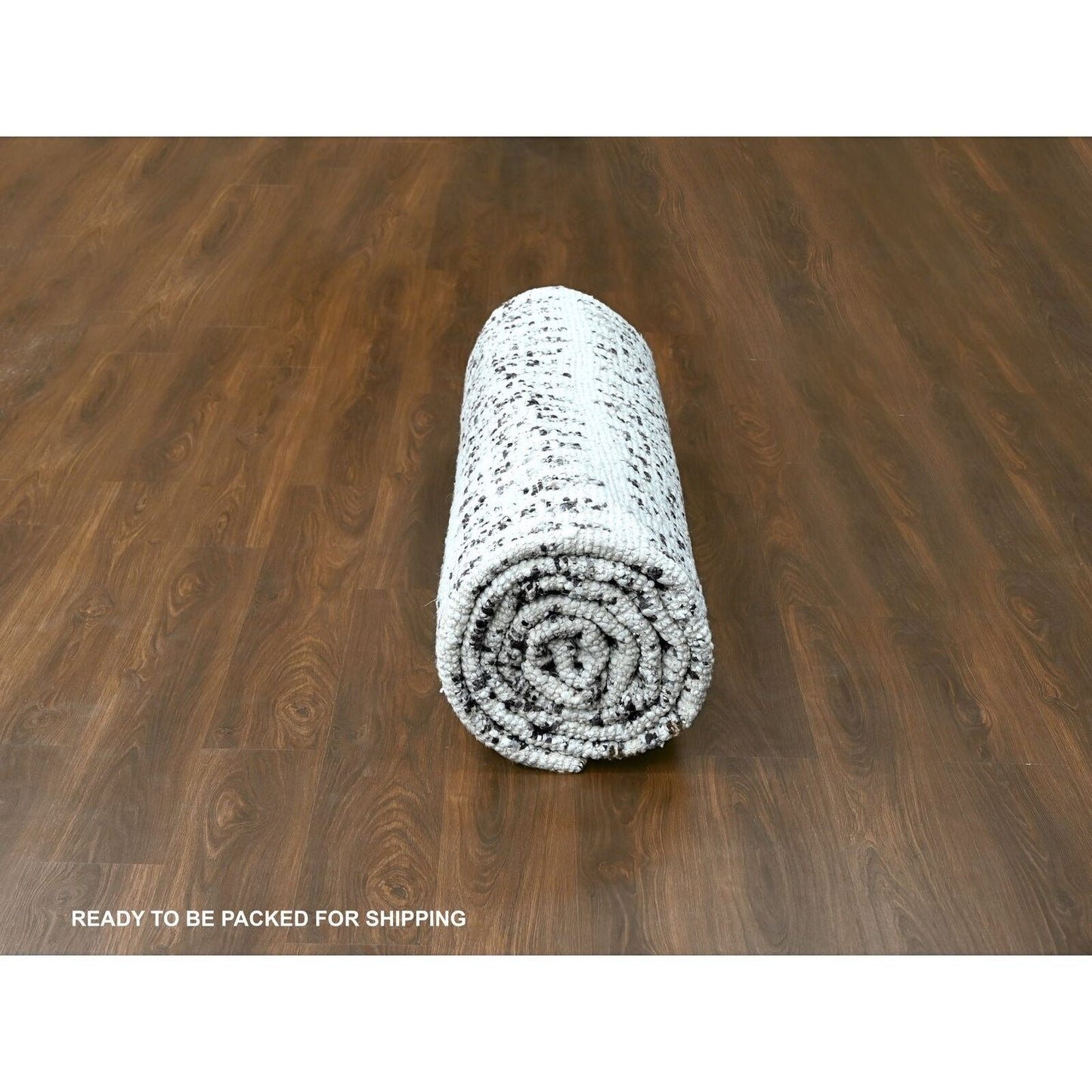 10'2"X13'9" Vivid White Modern Design Wool Hand Knotted Oriental Rug