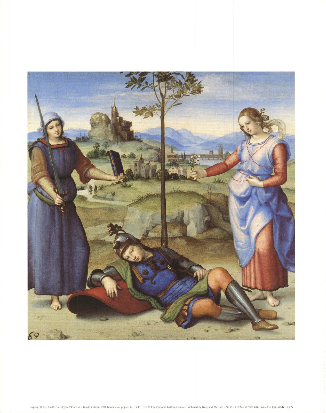 Rafael An Allegory (Vision Of A Knight) " Offset Lithograph Renaissance