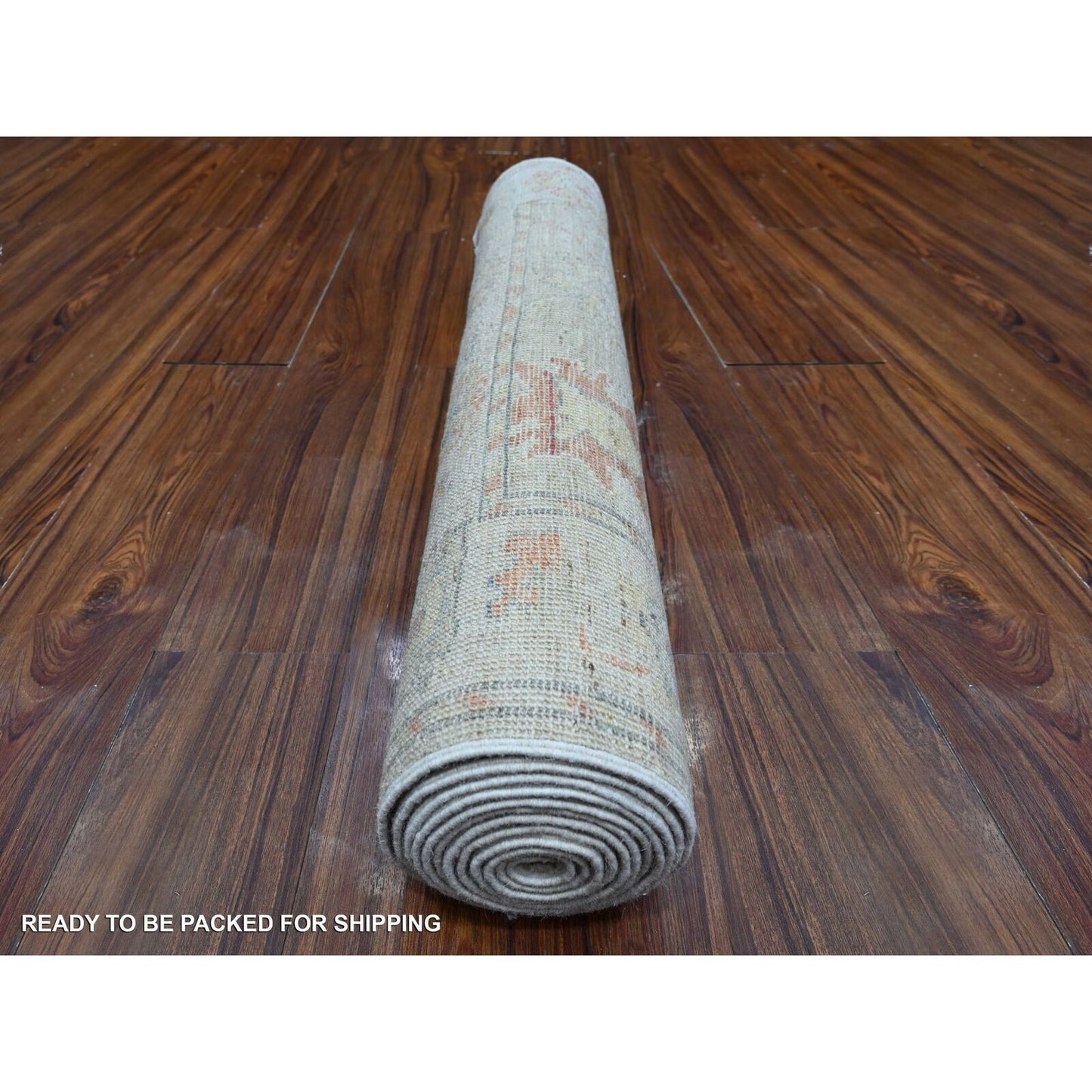 3'1"X11'8" Silver Green Vegetable Dyes Angora Oushak Runner Oriental Rug