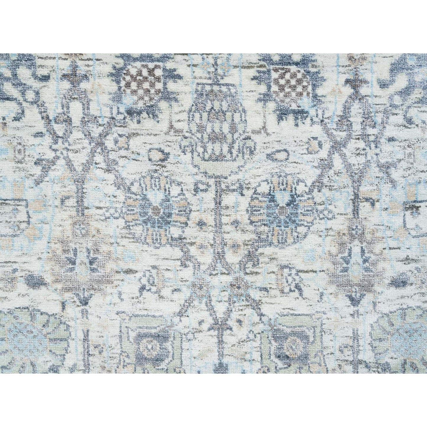 2'6"X18'2" Ivory Tebraz Vase Design Silk/Wool Hand Knotted Xl Runner Rug