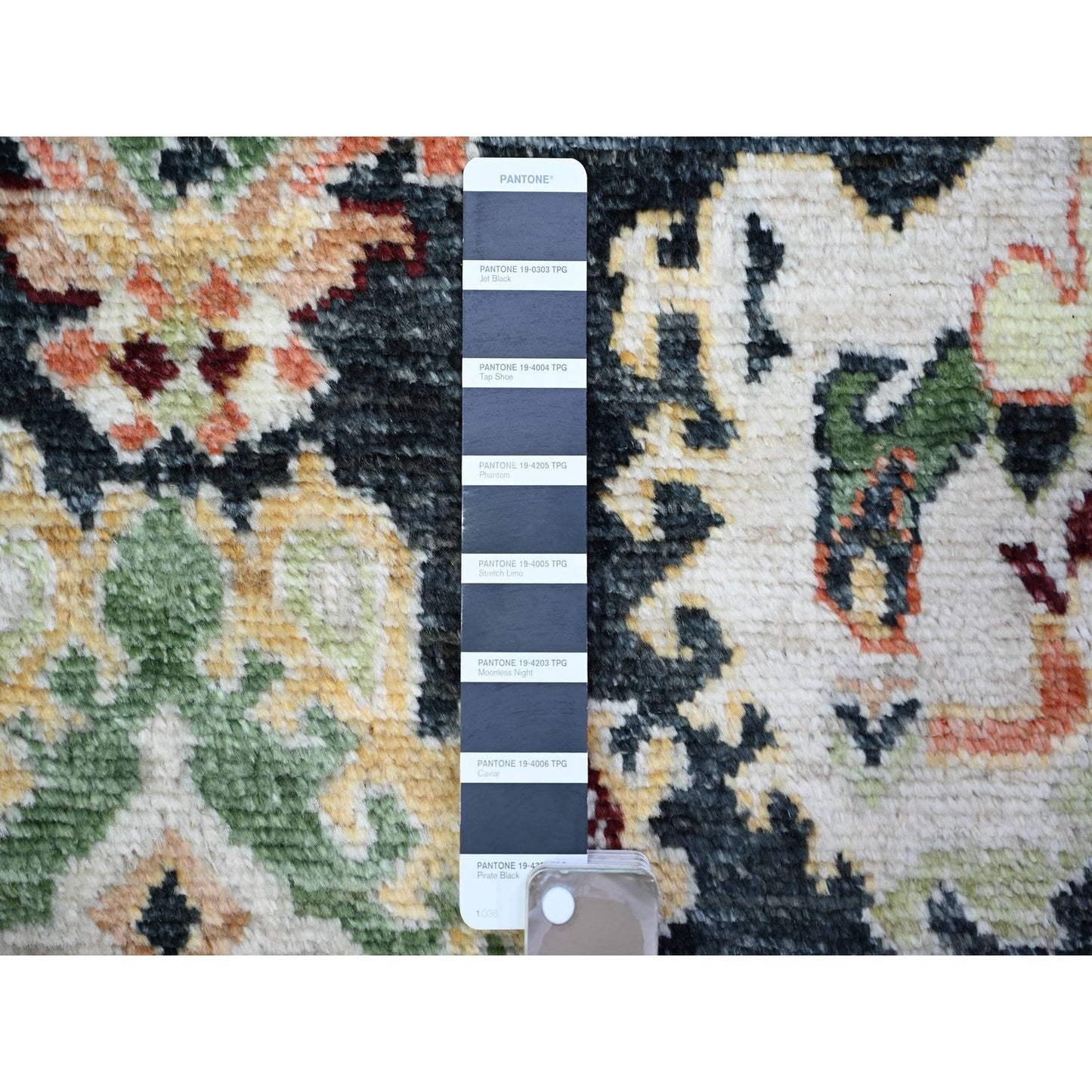 4'2"X9'6" Black Afghan Angora Oushak Wool Hand Knotted Wide Runner Rug
