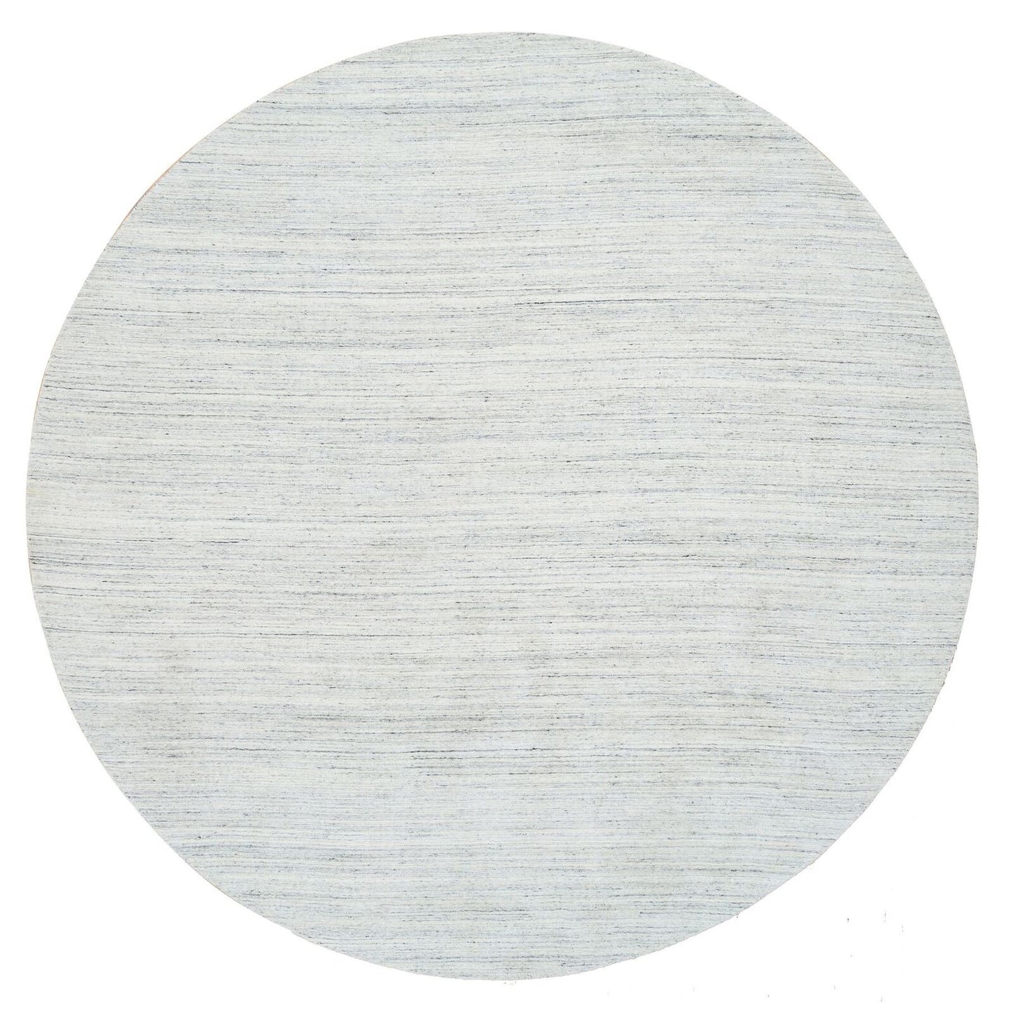 11'10"X11'10" Ivory Modern Striae Design Pure Wool Hand Loomed Round Rug