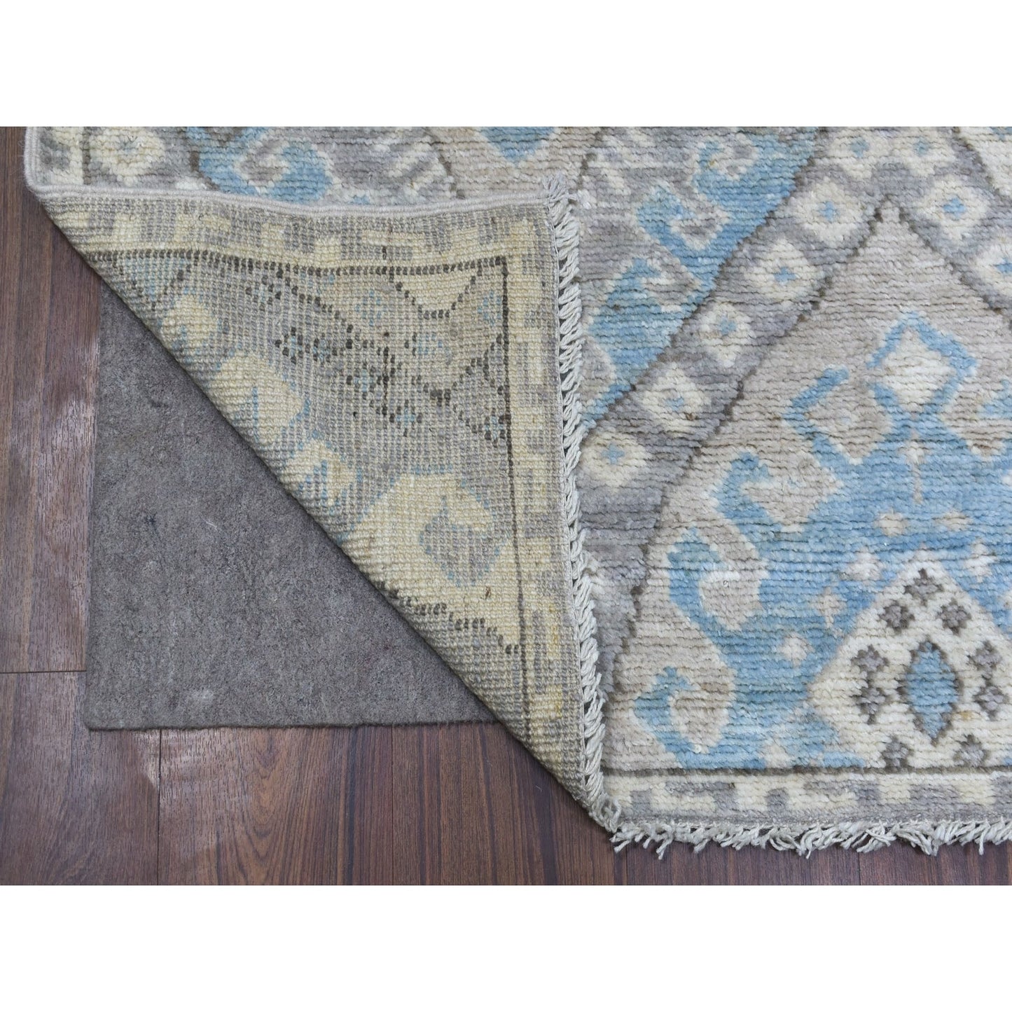 4'X11'7" Gray Anatolian Village Inspired Hand Knotted Wool Runner Rug