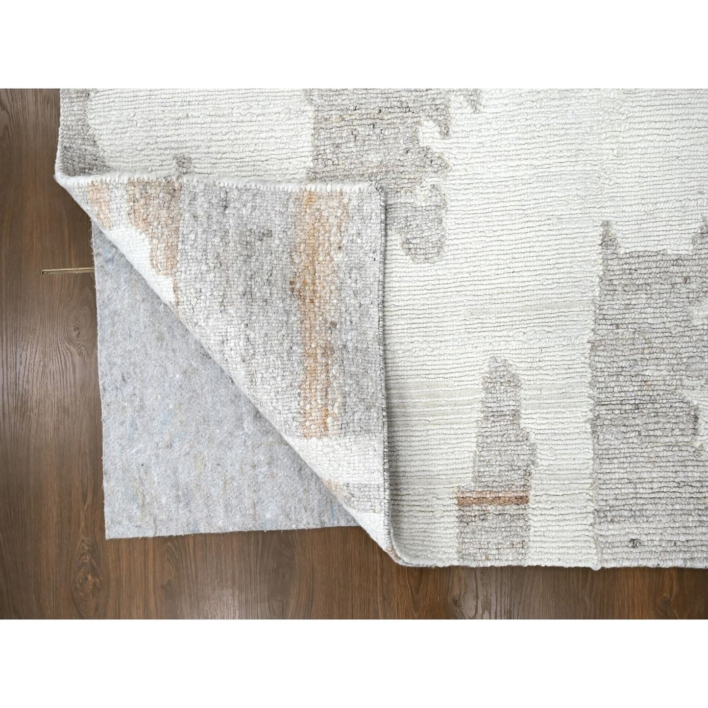 9'2"X12' Ivory Hand Knotted Minimalist Swedish Design Flat Weave Wool Rug
